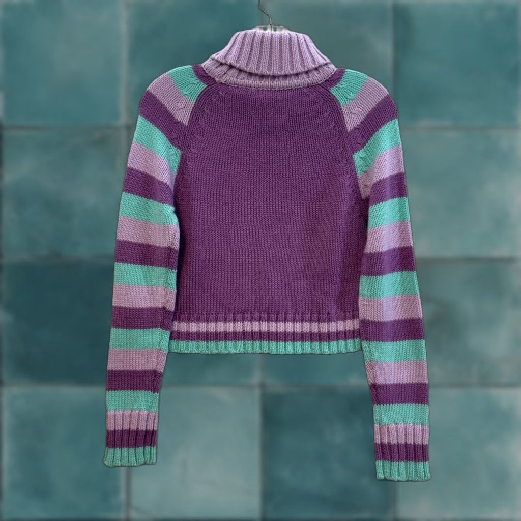 Etro VINTAGE Y2K Mudd Turtleneck Sweater XS Purple Stripe Knit Kidcore Retro Shirt Womens Girls Size XS / US 0-2 / IT 36-38 - 1 Thumbnail