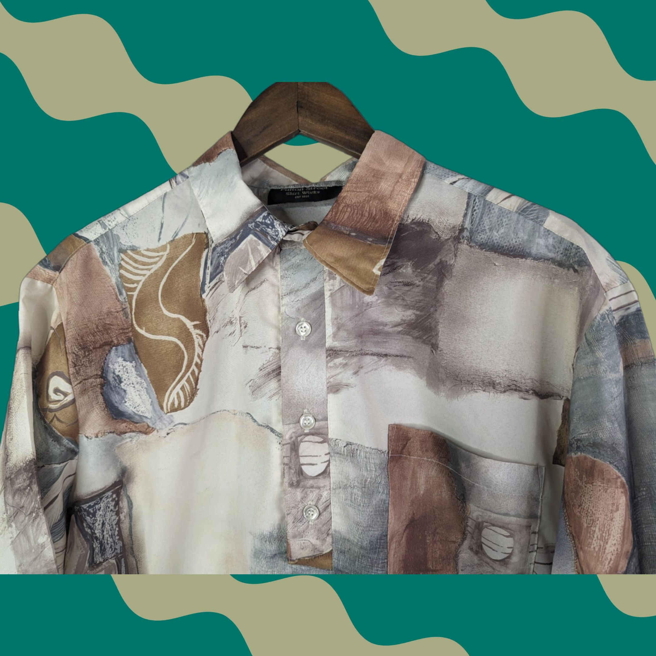 Vintage VINTAGE Fulton Street Polo Shirt Mens Large Beige Geometric Blocks 70s 80s Retro USA Casual Activewear Golf Walking Size US L / EU 52-54 / 3 - 1 Thumbnail