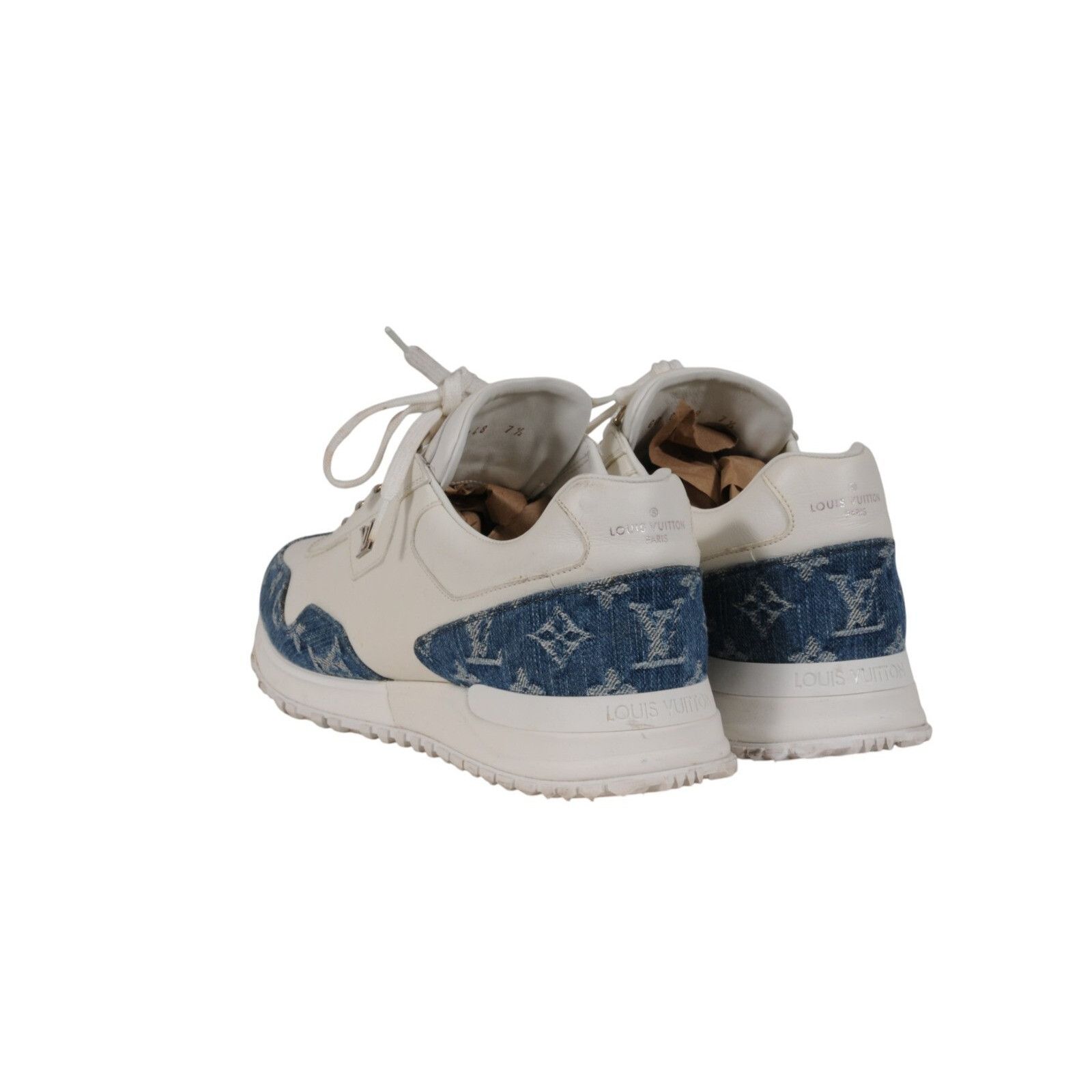 Louis Vuitton Run Away Sneakers Blue White Monogram Denim Leather Size US 8.5 / EU 41-42 - 5 Thumbnail