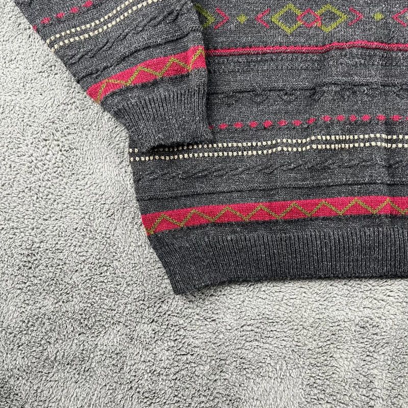 Designer Vintage Euro-Star Knitted Sweater M Grey, Red, Green G+ Size US M / EU 48-50 / 2 - 4 Thumbnail