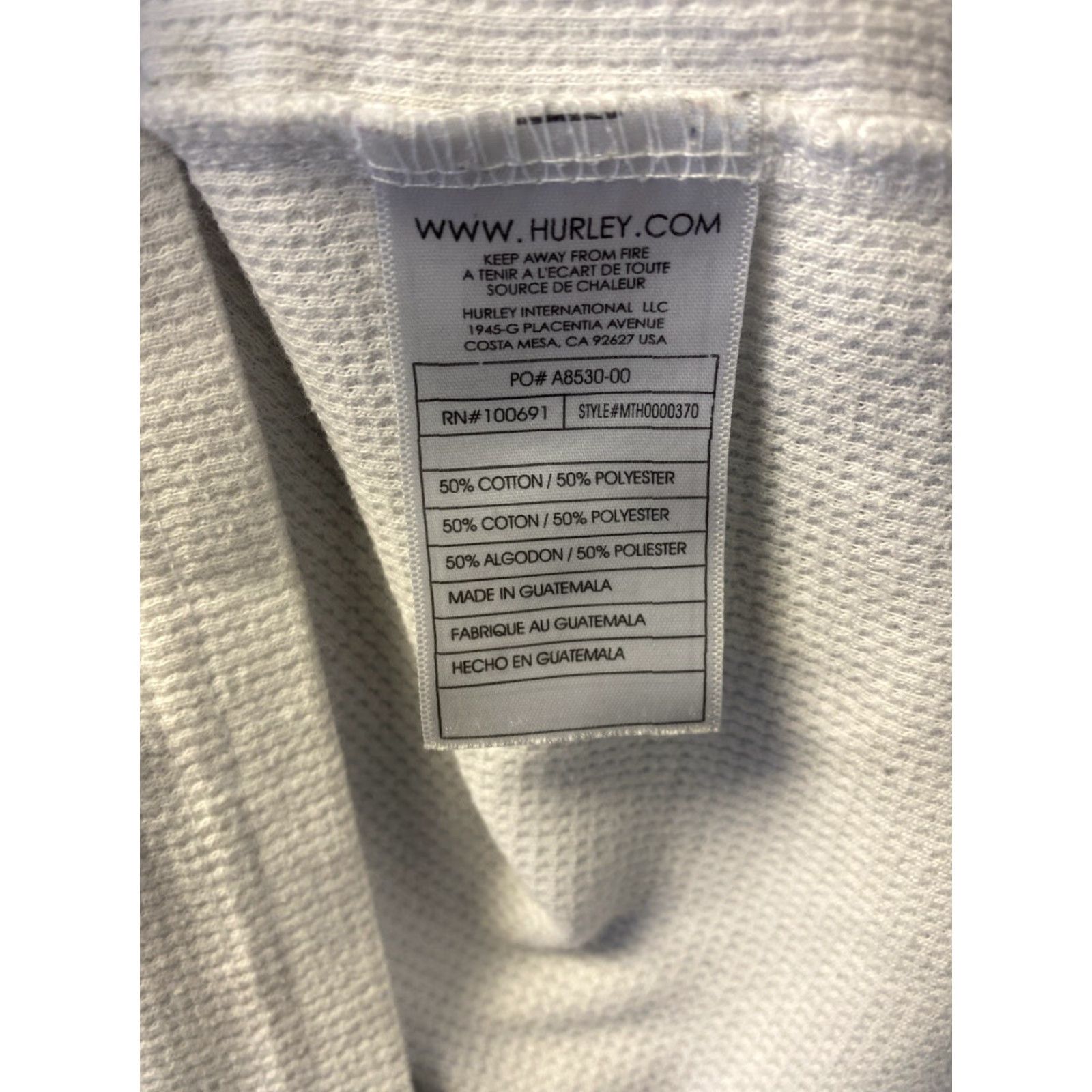 Hurley Hurley Long Sleeve Thermal T-Shirt Men’s Size M White Regular Fit Classic Clothing Size US M / EU 48-50 / 2 - 7 Thumbnail