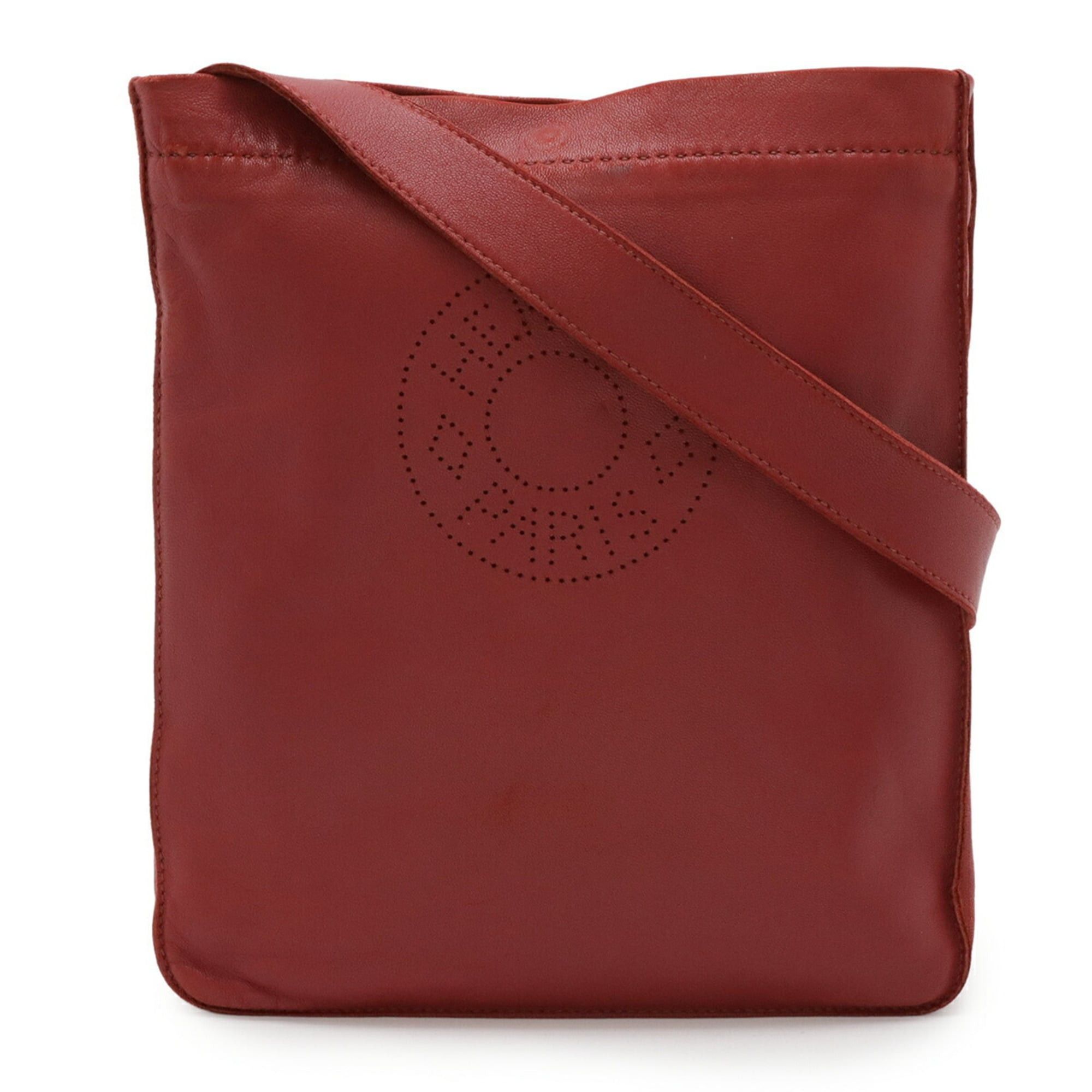 Hermes HERMES Cru de Celle Shoulder Bag Pochette Perforated Lambskin Leather Pink Red □N Stamp Size ONE SIZE - 1 Thumbnail