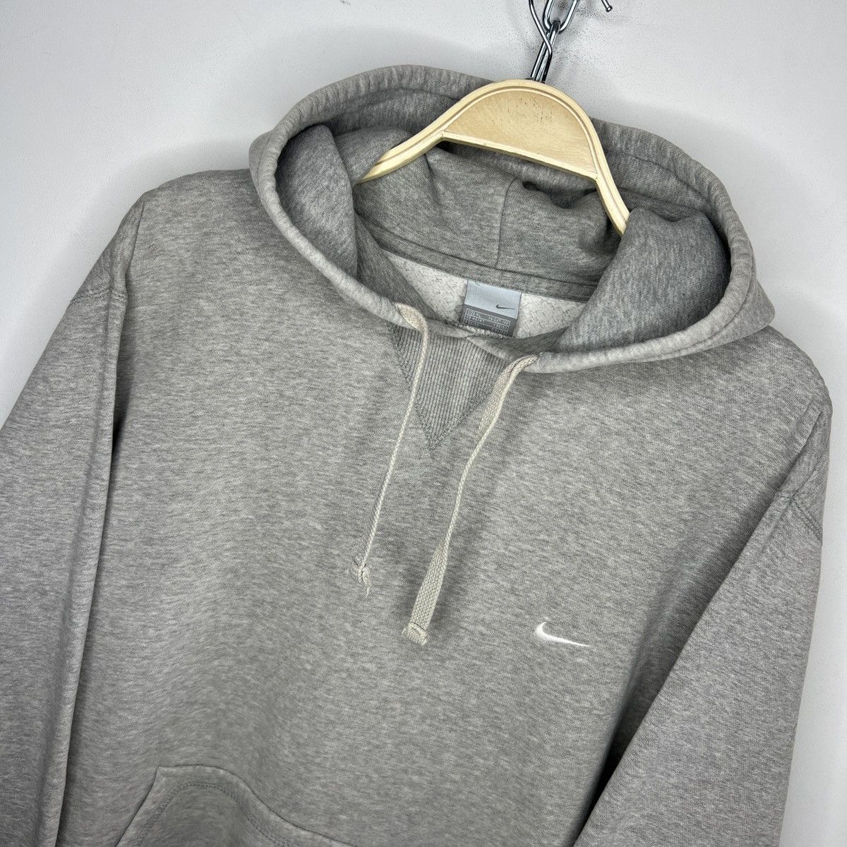 Nike × Vintage Vintage Nike Hoodie Sweatshirt Gray Swoosh Logo 90s Y2K Boxy Size US XL / EU 56 / 4 - 4 Thumbnail