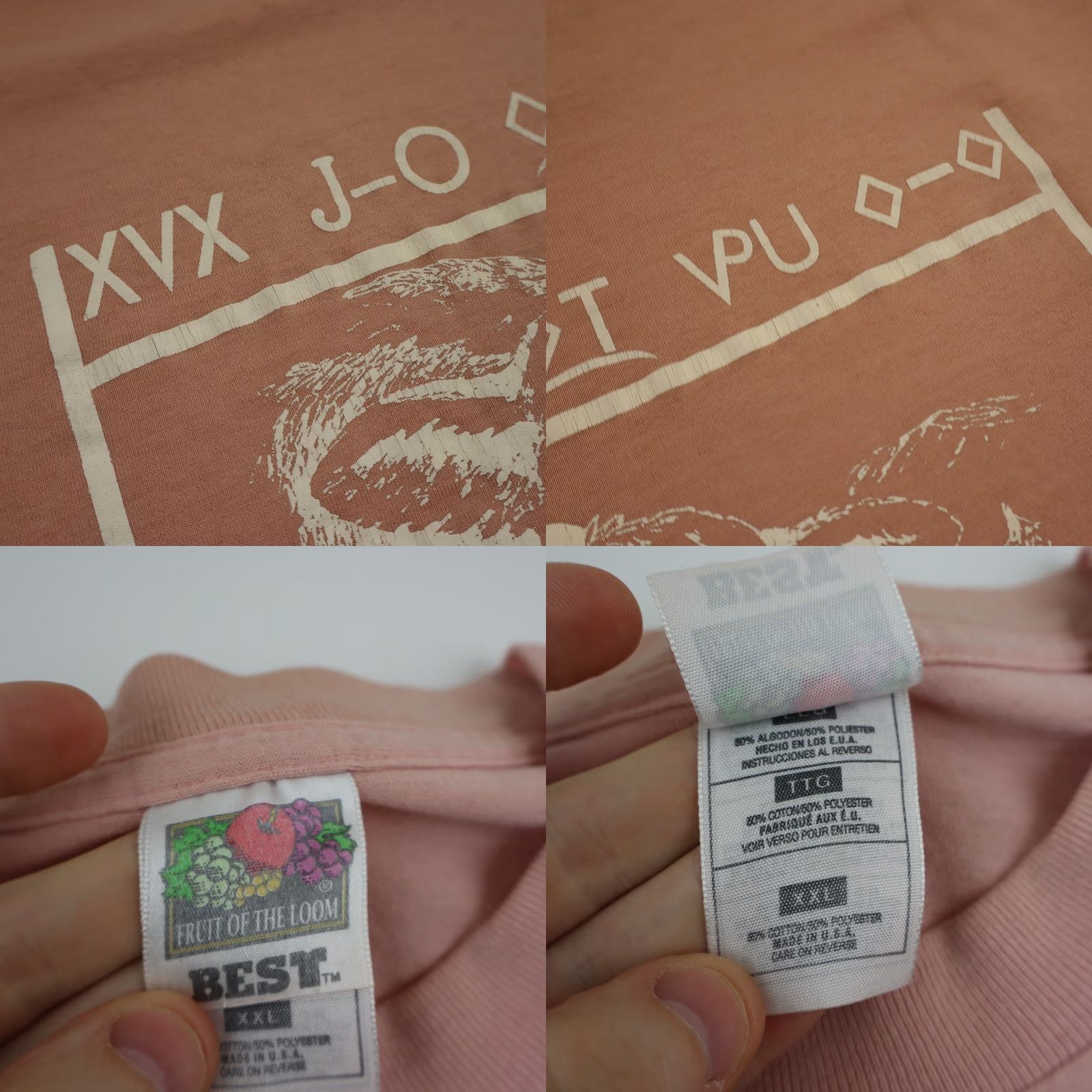 Fruit Of The Loom VINTAGE Fruit of the Loom T-Shirt Mens 2XL Pink Southwestern Cow Graphic 1997 USA 90s Shreeves Texan Style Shirts Size US XXL / EU 58 / 5 - 10 Thumbnail