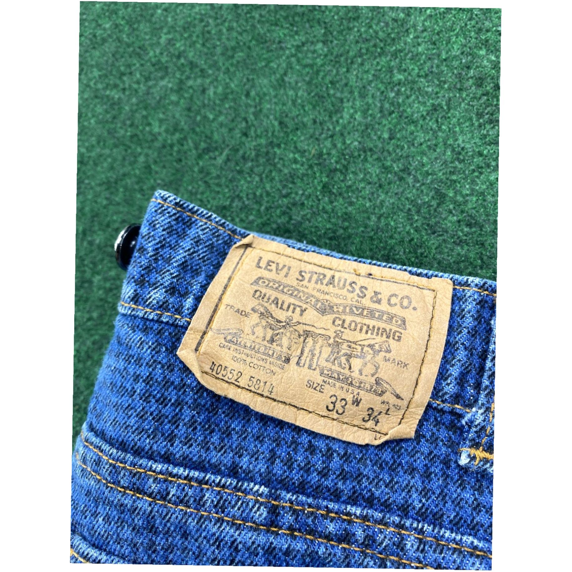 Levi's Vintage Levis Black Tab 40552 5814 Suspenders Buttons Jeans 33X34 Checkered Rare Size US 33 - 2 Thumbnail