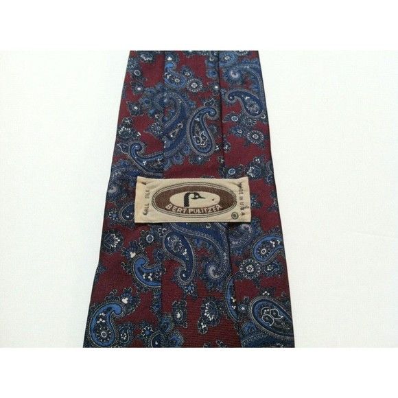 Bert Pulitzer BERT PULITZER MENS MAROON 100%SILK TIE WIDTH: 3 1/2" Size ONE SIZE - 2 Thumbnail