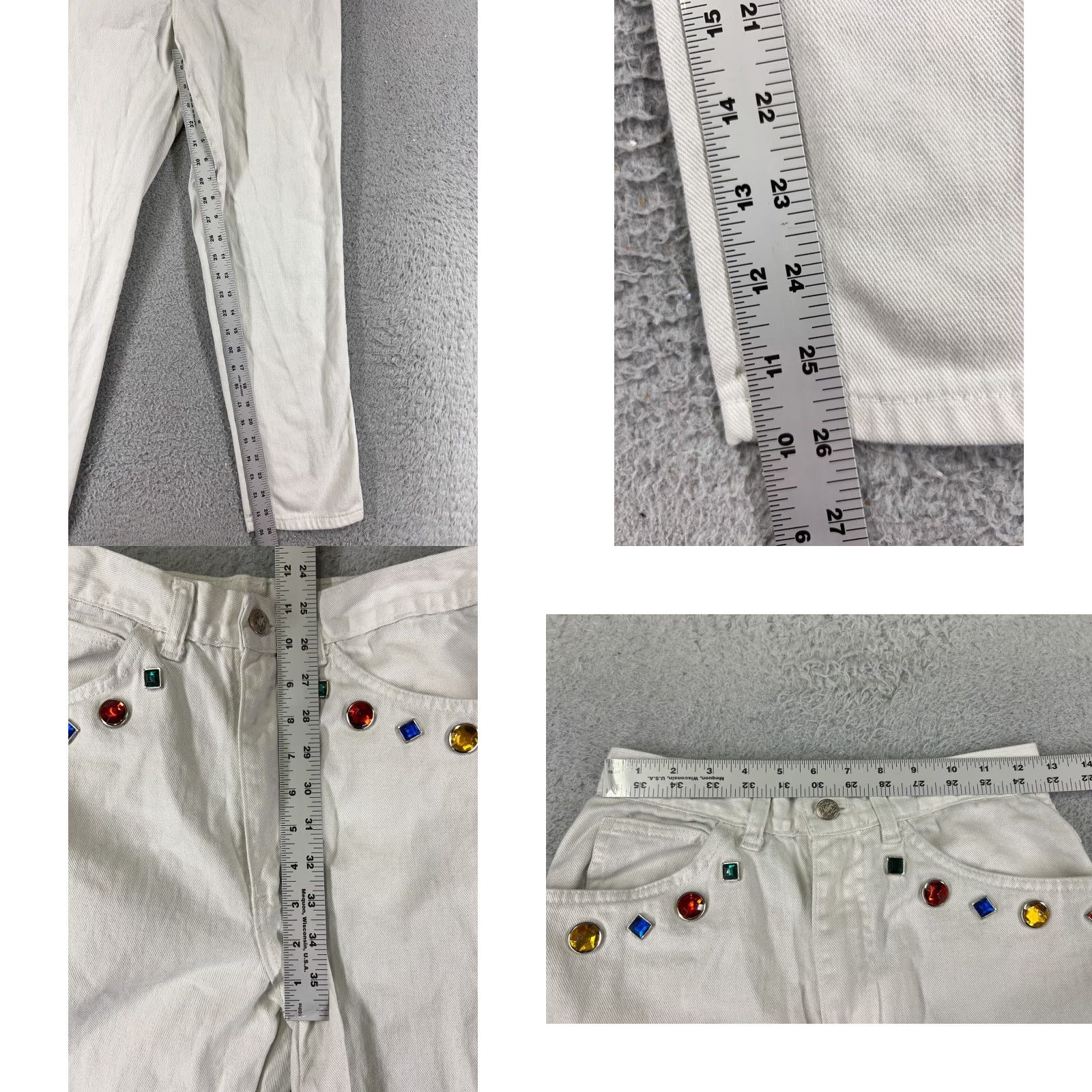 Vintage VINTAGE A Time For Us Jeans Womens 7 White Denim 24x26 Distressed 5-Pocket USA Cotton Regular High Rise Mens Womens Boys Girls Size 28" / US 6 / IT 42 - 8 Thumbnail