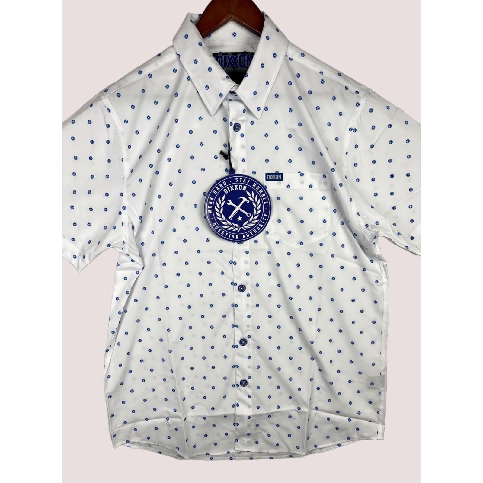 Vintage Dixxon Shirt Mens Medium White Blue Polkacide D-lite Button Down Short Sleeve Polka Dot Casual Workwear Button-Down Mens Size US M / EU 48-50 / 2 - 1 Thumbnail
