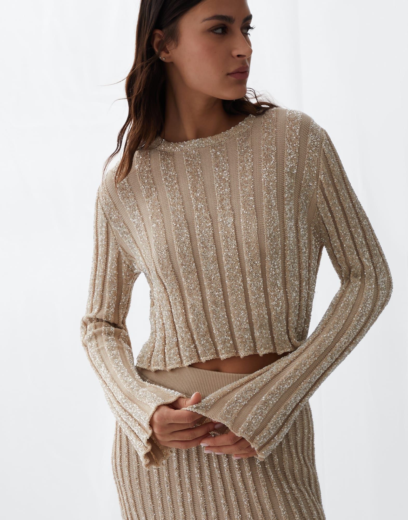 Brunello Cucinelli o1la1rc1a0425 Sweater in Beige Size S / US 4 / IT 40 - 2 Thumbnail