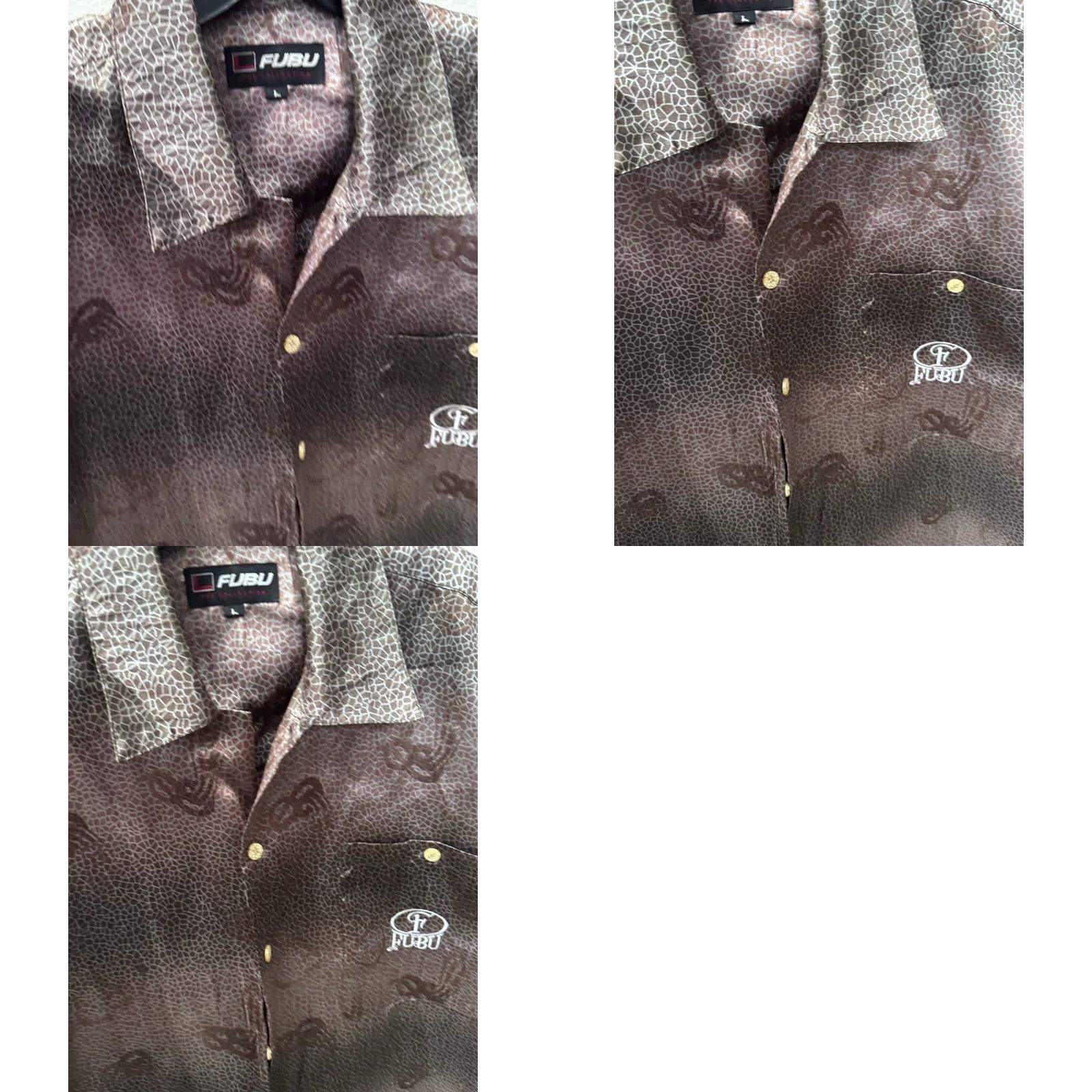 Fubu Fubu Satin Back Panel Snake Artwork BUTTON UP SHIRT large L Mens Size US L / EU 52-54 / 3 - 9 Thumbnail