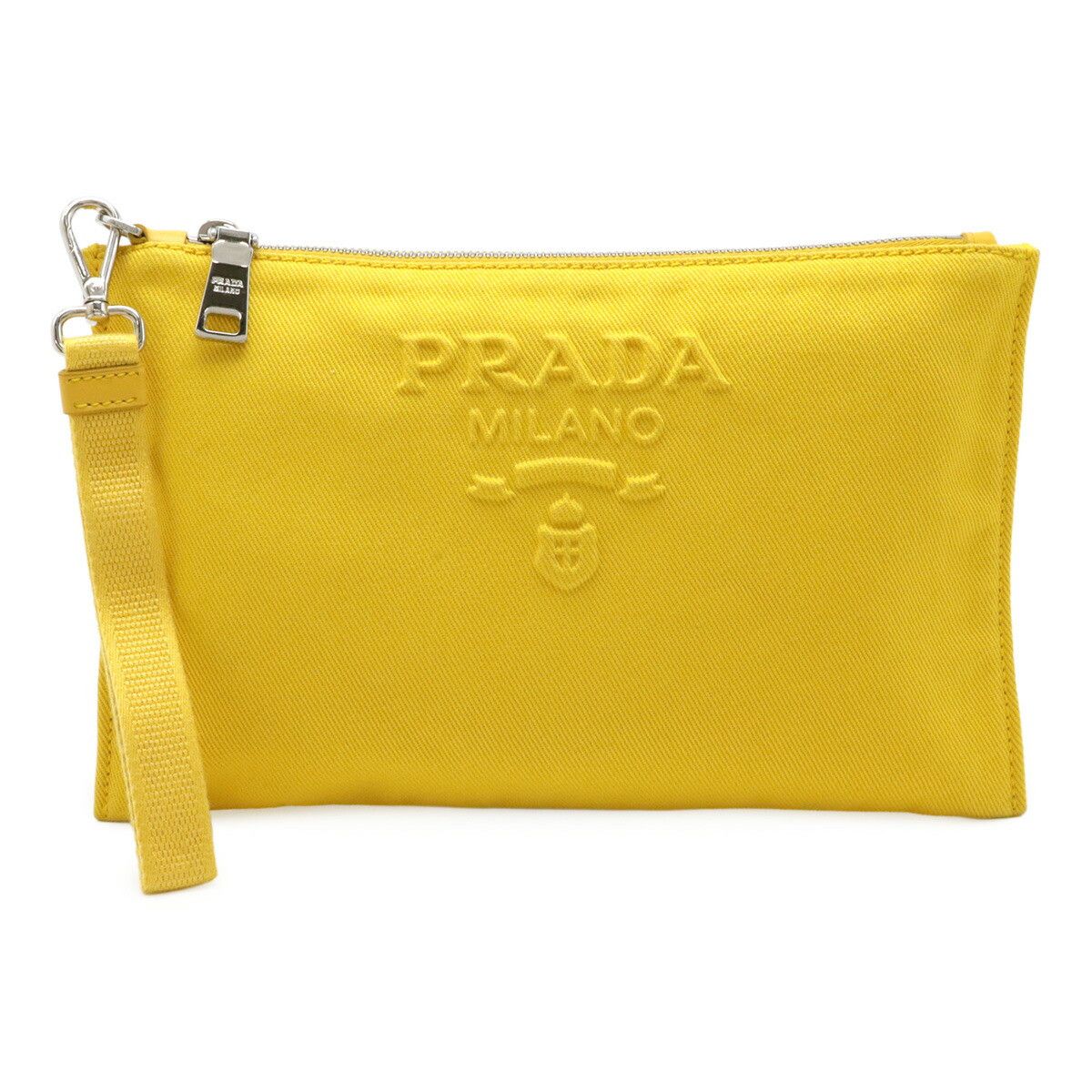 Prada Prada Prada Embossed Logo Canvas Leather 2way Clutch Bag Canvas Clutch Bag DUTY FREE for USA Size ONE SIZE - 1 Thumbnail