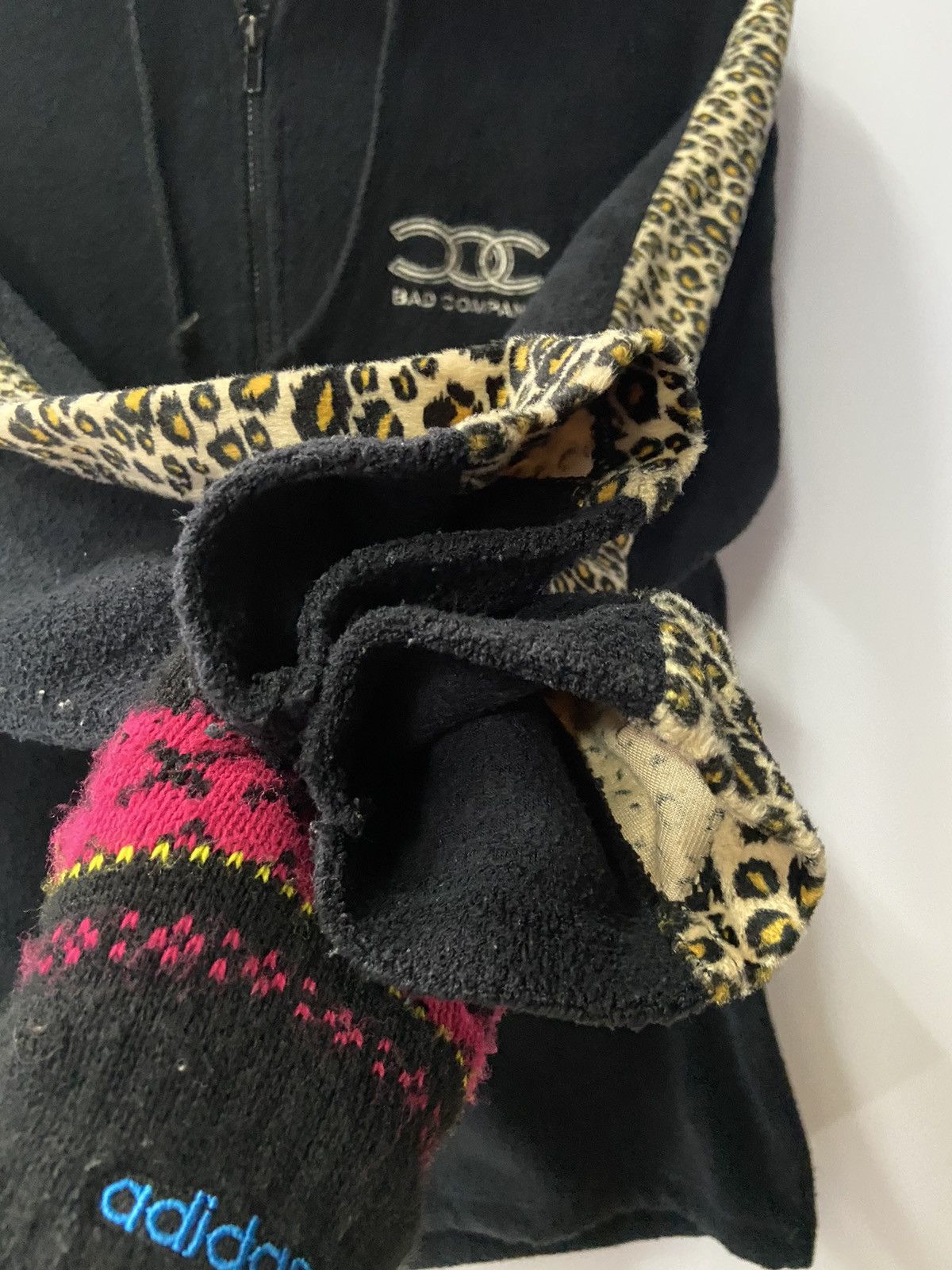 Japanese Brand × Vintage BAD COMPANY LEOPARD STRIPE FLEECE SWEATER HOODIE Size US L / EU 52-54 / 3 - 8 Thumbnail