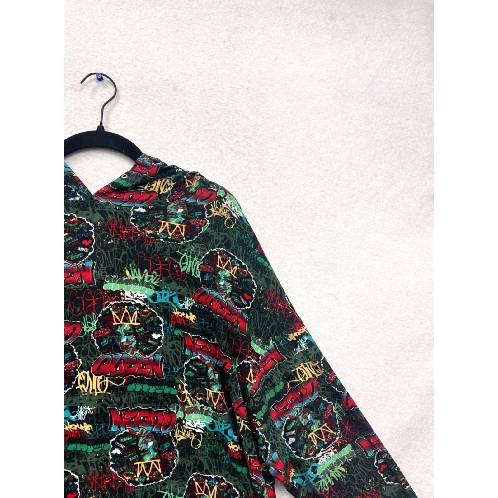 Vintage One Stop Up Hoodie Graffiti Print Womens 2XL Red Pullover Seasonal Fall Activewear Size XXL / US 16-18 / IT 52-54 - 4 Thumbnail