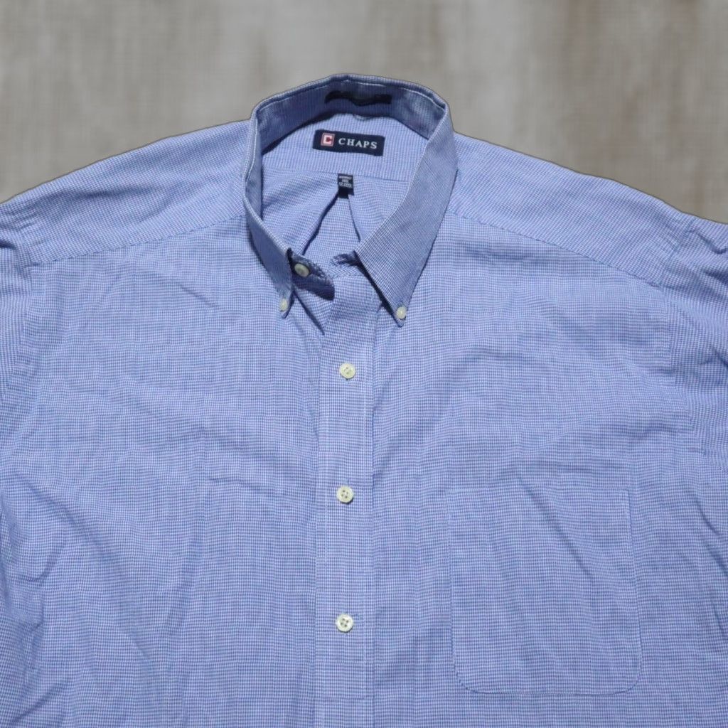 Chaps VINTAGE Chaps Blue Checkered Long Sleeve Cotton Shirt Adult Men 17.5 Casual Size US XL / EU 56 / 4 - 1 Thumbnail