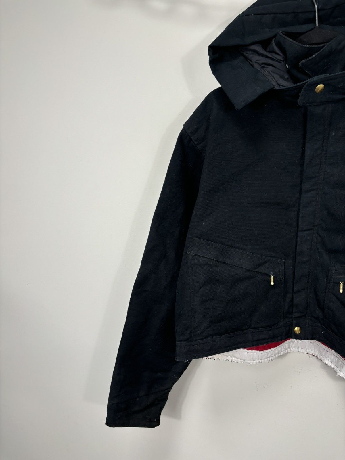 Carhartt Vintage 90s Carhartt USA Zip Pockets Hooded Cropped Jacket Size US L / EU 52-54 / 3 - 5 Thumbnail