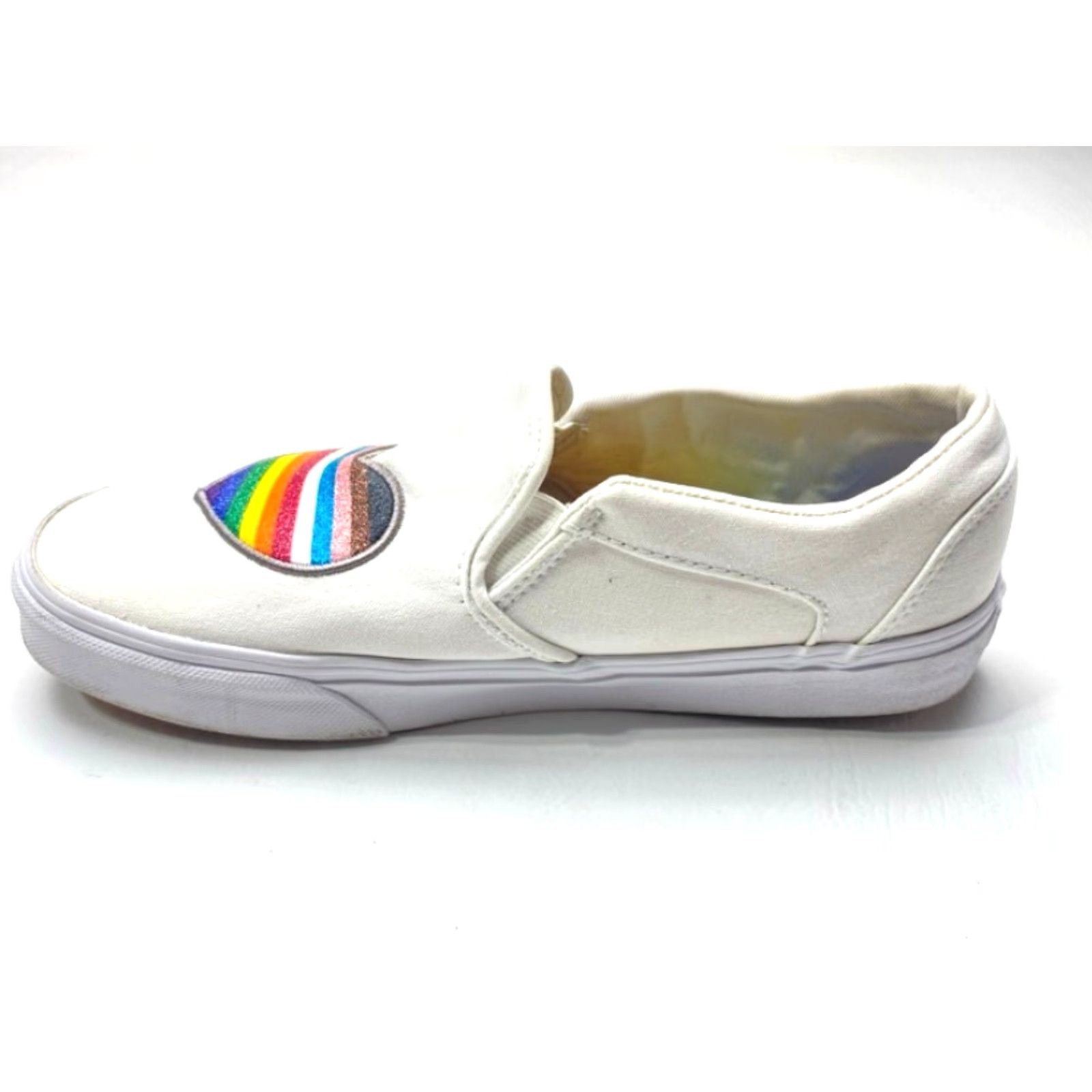 Vans Vans Asher Pride Womens Size 9.5 Rainbow Glitter Heart Slip On Low Top Sneakers Size M / US 6-8 / IT 42-44 - 7 Thumbnail