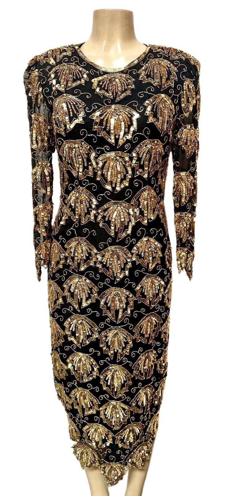 Other Sequin Evening Elegant Dress Black & Gold size 8 Size M / US 6-8 / IT 42-44 - 1 Preview