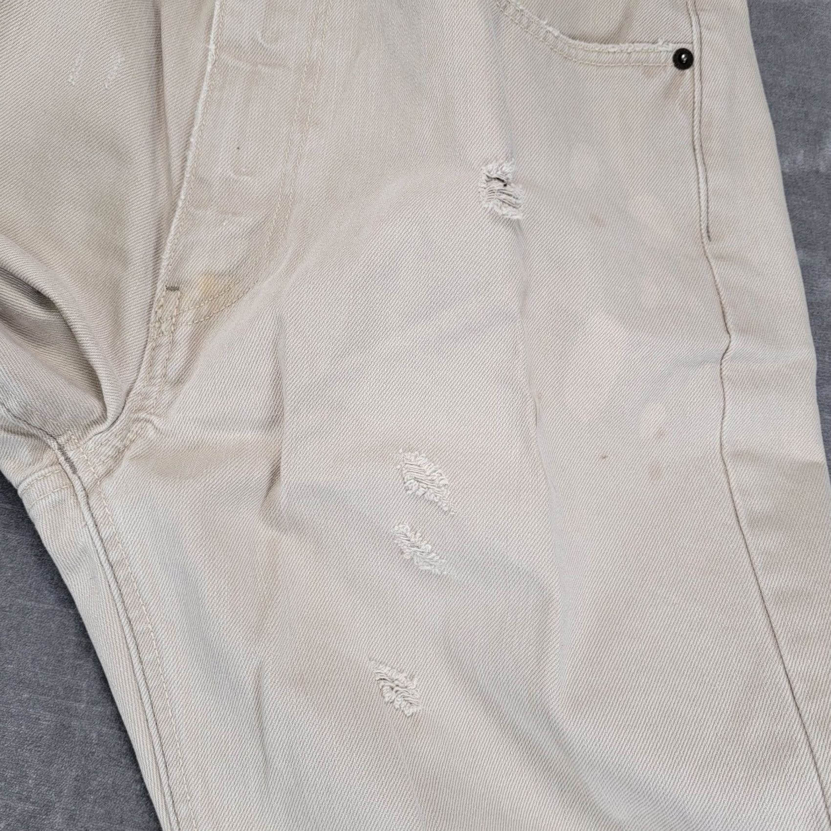 Abercrombie & Fitch Abercrombie & Fitch Jeans Mens Distressed Heavyweight Tan Khaki 32x31 5-Pocket Denim Straight Relaxed 32 Beige 90s Vintage Style Mens Size US 32 / EU 48 - 2 Thumbnail