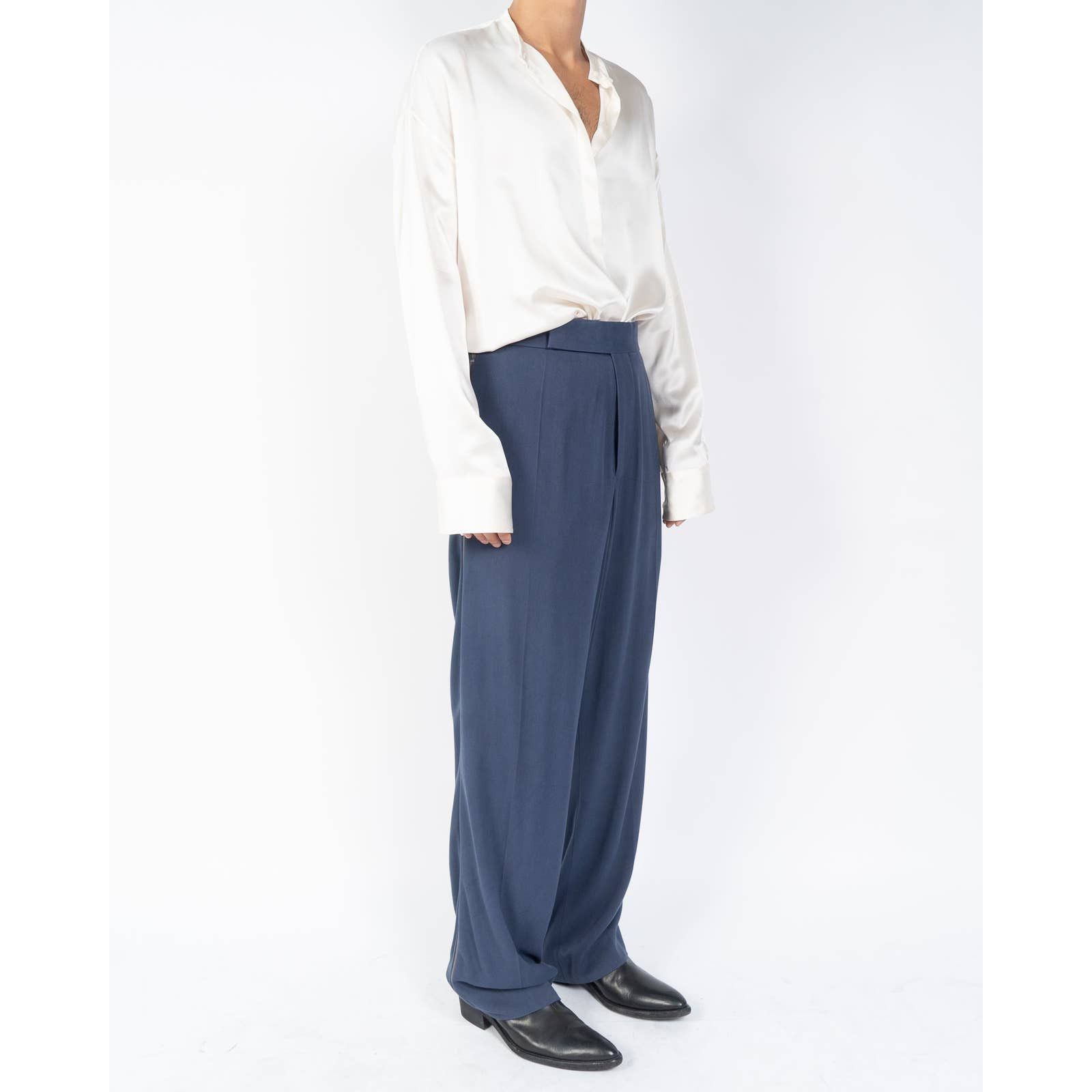 Haider Ackermann SS19 Bondi Blue Relaxed Sidestripe Trousers Size US 30 / EU 46 - 1 Thumbnail