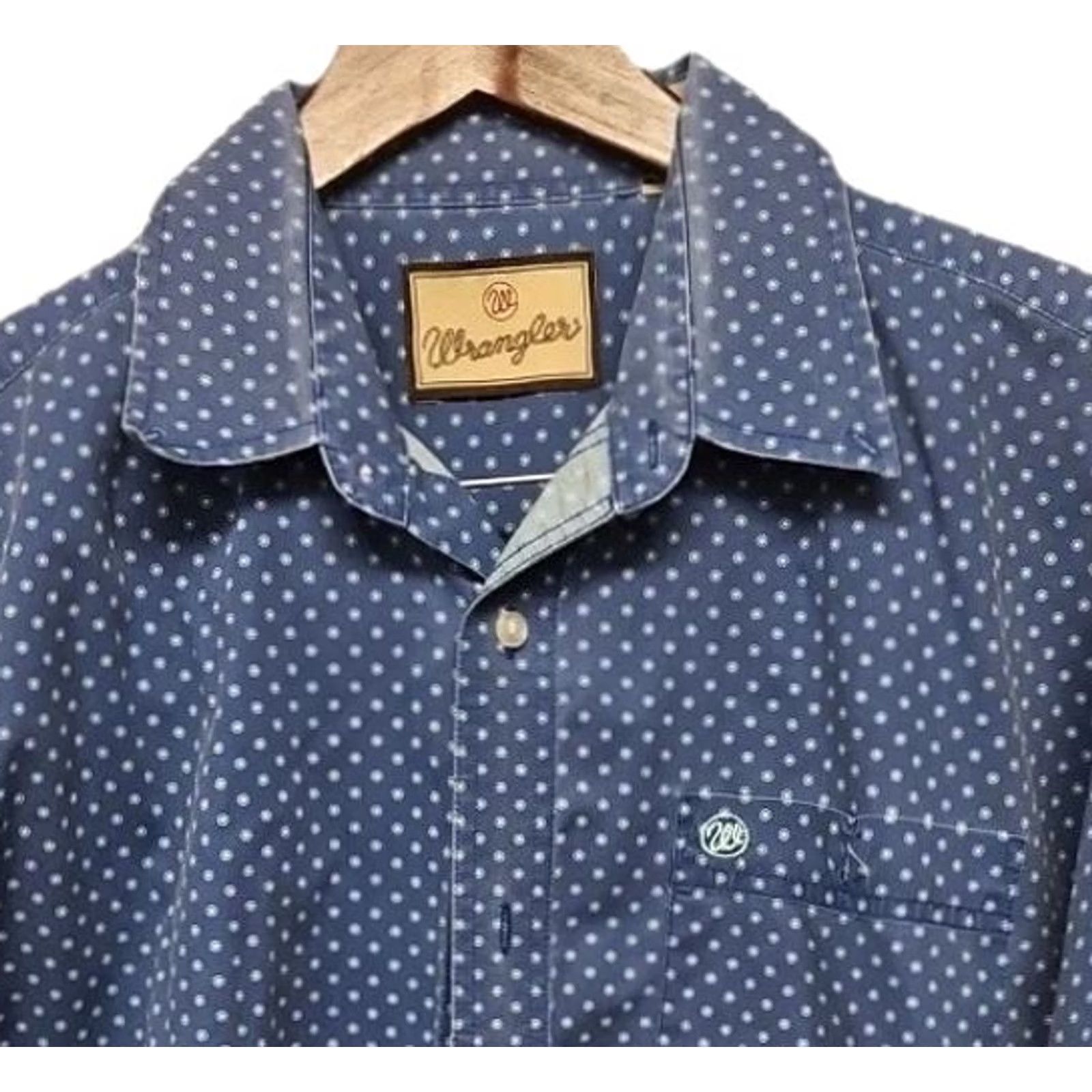 Wrangler Wrangler Short Sleeve Button-Up Shirt Men’s XL Blue Polka Dot Regular Fit Size US XL / EU 56 / 4 - 2 Thumbnail