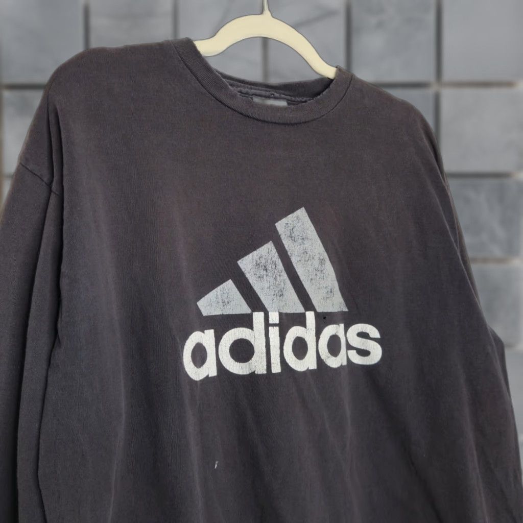 Adidas VINTAGE adidas 3 Stripes Distressed Grunge Long Sleeve Shirt Thrash Black Large Size US L / EU 52-54 / 3 - 1 Thumbnail