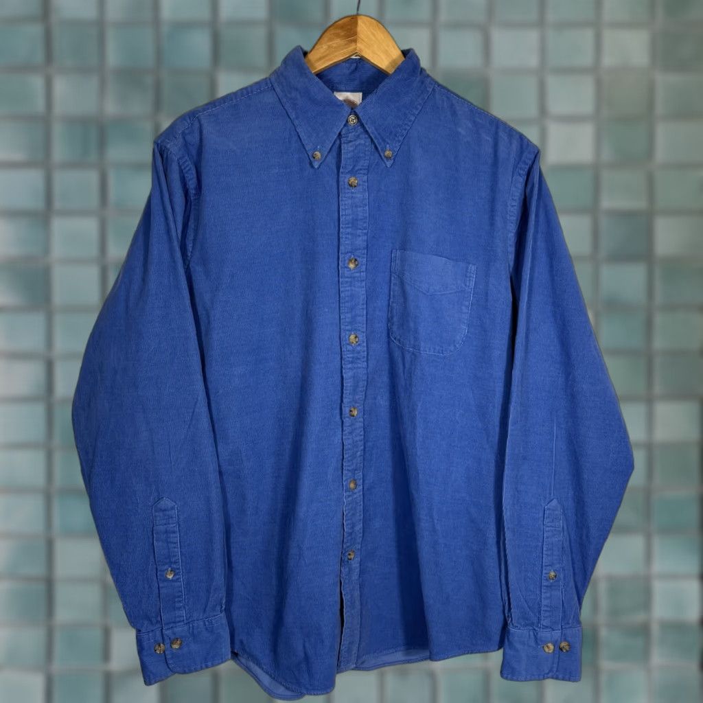 Brooks Brothers Brooks Brothers Corduroy Shirt Mens Medium Button-Down Blue Cotton Stretch Shirt Size US M / EU 48-50 / 2 - 1 Thumbnail