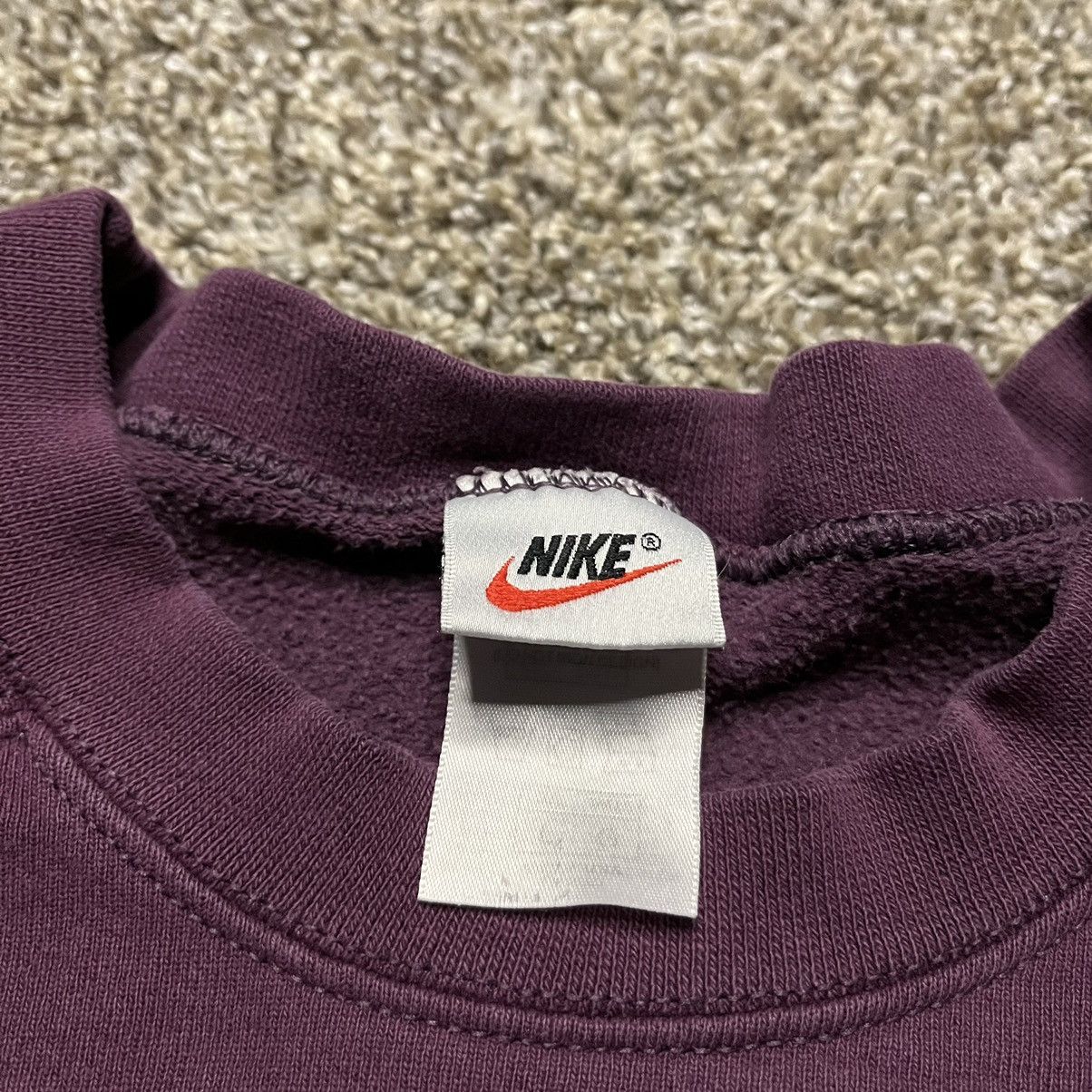 Vintage 90s 2024 Nike Purple Tonal Swoosh Hoodie Made in USA Size M.