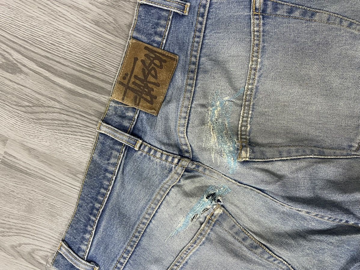 Stussy × Vintage Rip distressed rework Stussy denim Size US 33 - 9 Thumbnail