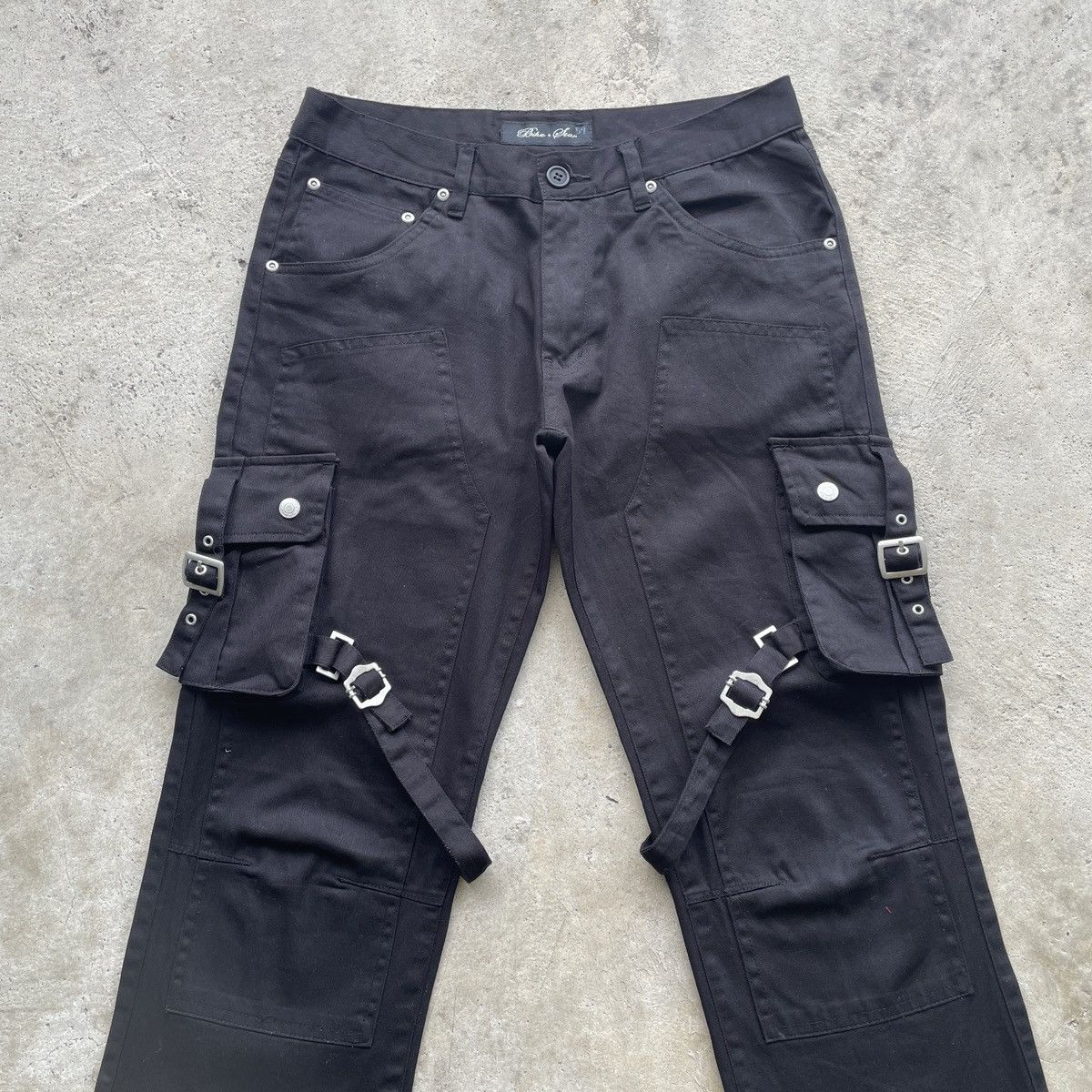 If Six Was Nine Japanese Brand Black BONDAGE Cargo Pants Double Knee W30 Size US 30 / EU 46 - 4 Thumbnail