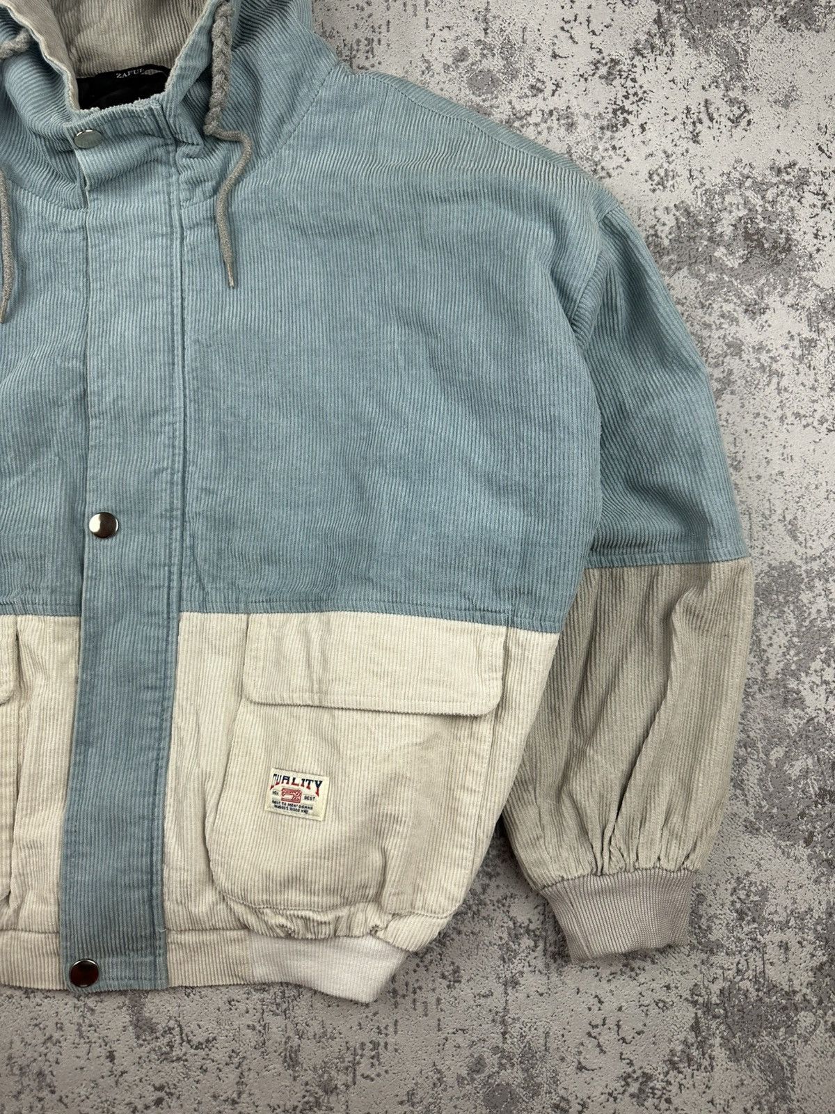Designer Y2K Zaful Corduroy Colorblock Hooded Jacket Size US M / EU 48-50 / 2 - 4 Thumbnail