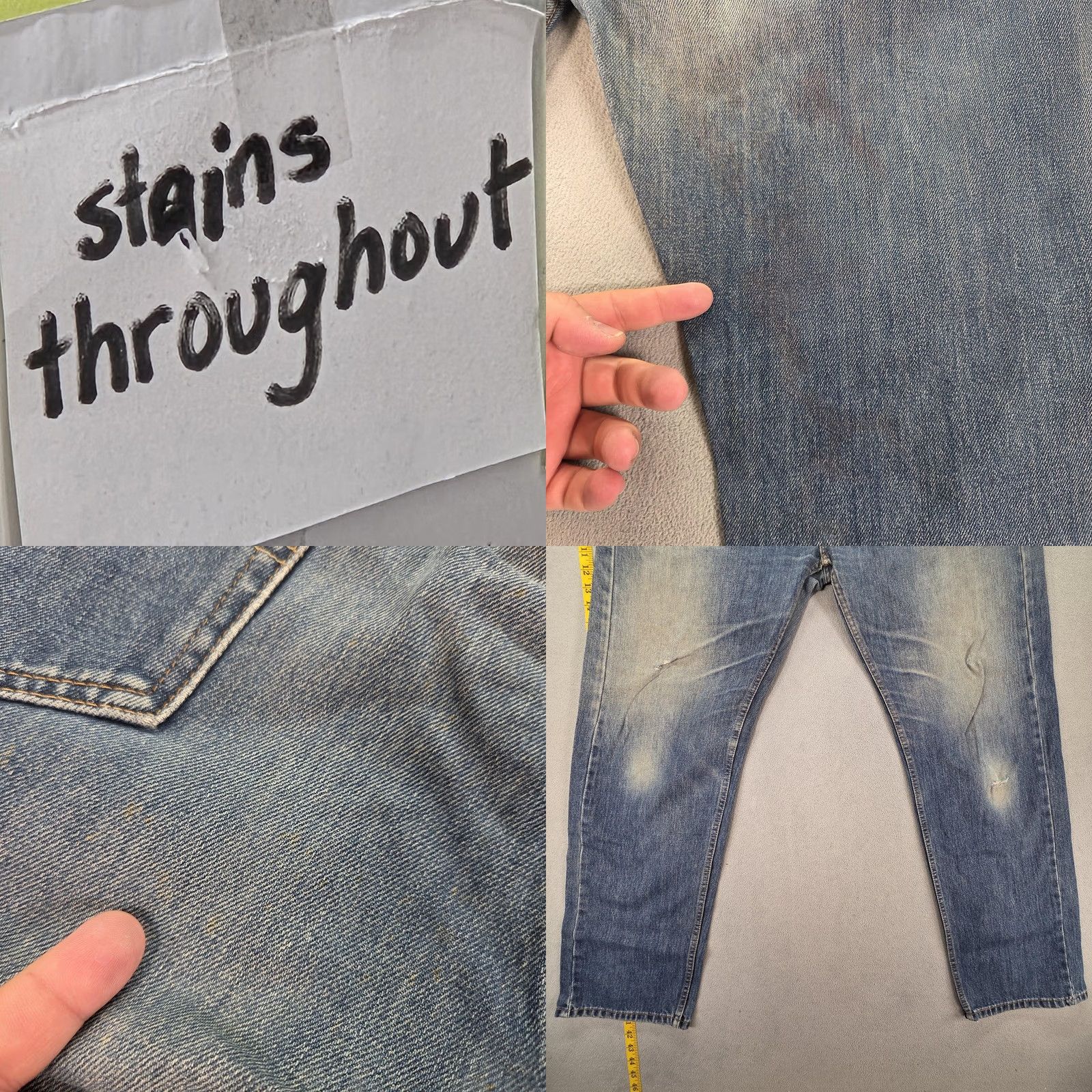 Levi's Levi's 505 Jeans Mens 40x31 Blue Medium Wash Regular Straight Distressed Pockets Logo Denim Cotton Zip Vintage No Size US 40 / EU 56 - 8 Thumbnail