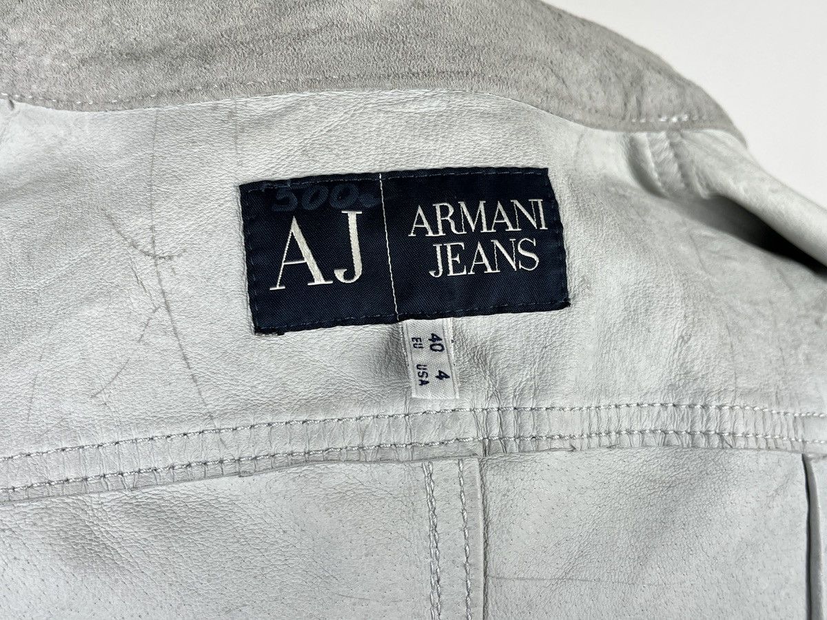 Armani × Vintage Armani Jeans Vintage Grey Leather Rare Streetwear Jacket Size S / US 4 / IT 40 - 9 Thumbnail