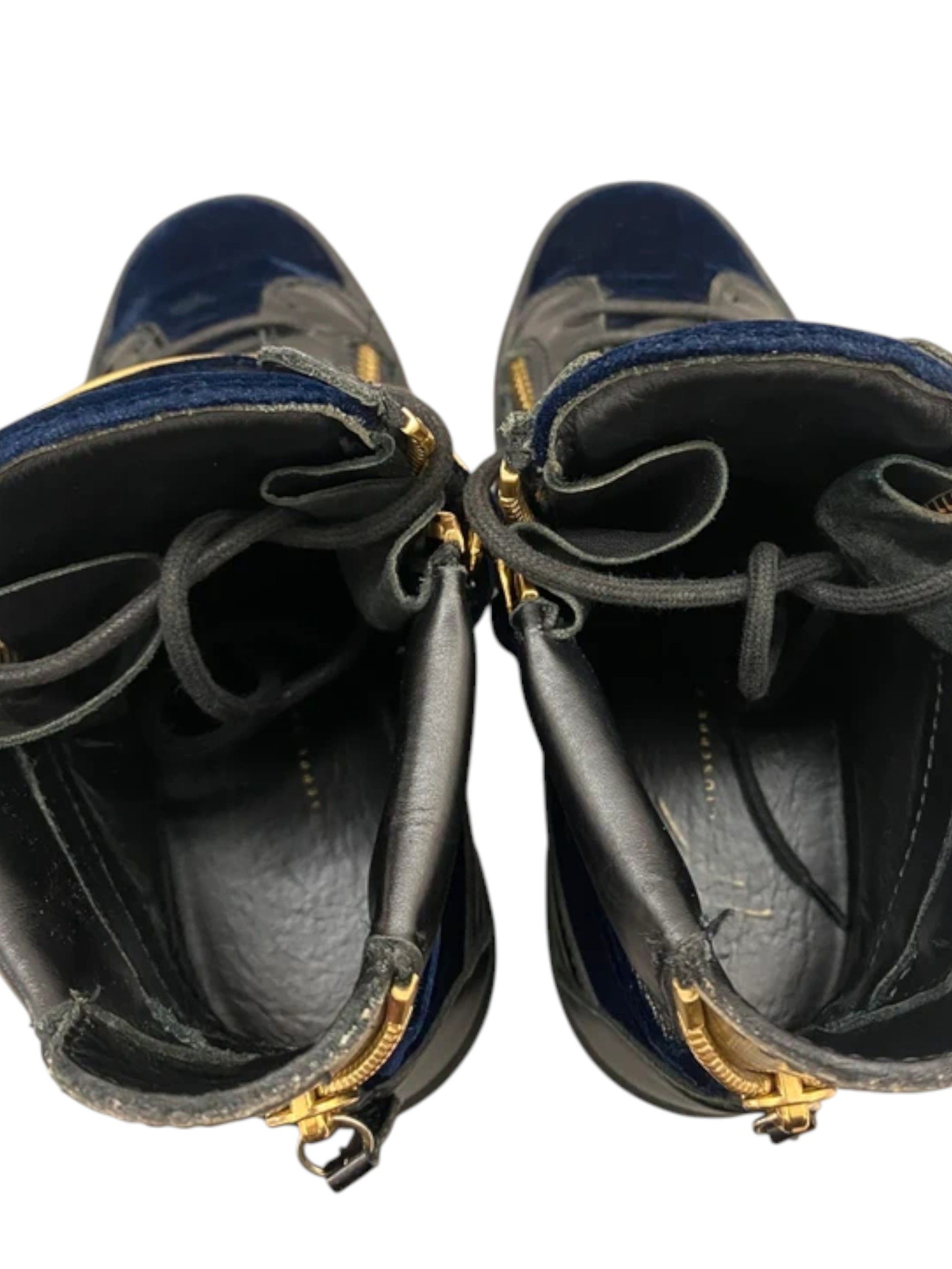 Giuseppe Zanotti Giuseppe Zanotti Black Velvet Strap Hi-Top, c. 2010s Size US 7 / IT 37 - 4 Thumbnail