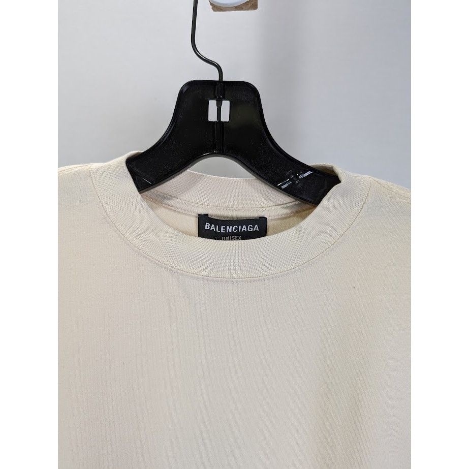 Balenciaga o1rshd1 Layered T-Shirt Back Hem Vintage Jersey Cream/Black Size US M / EU 48-50 / 2 - 3 Thumbnail