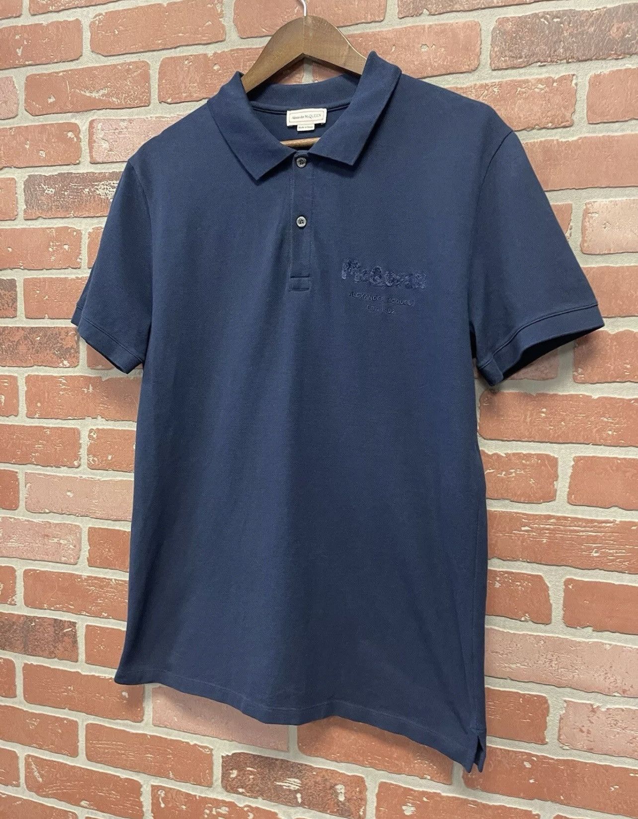 Alexander McQueen Size M - Alexander McQueen Graffiti Mesh Logo Polo Shirt Size US M / EU 48-50 / 2 - 3 Thumbnail