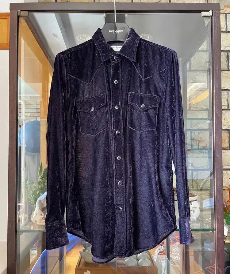 Saint Laurent Paris Saint Laurent Paris 16AW Velvet Western Shirt Size US M / EU 48-50 / 2 - 1 Thumbnail