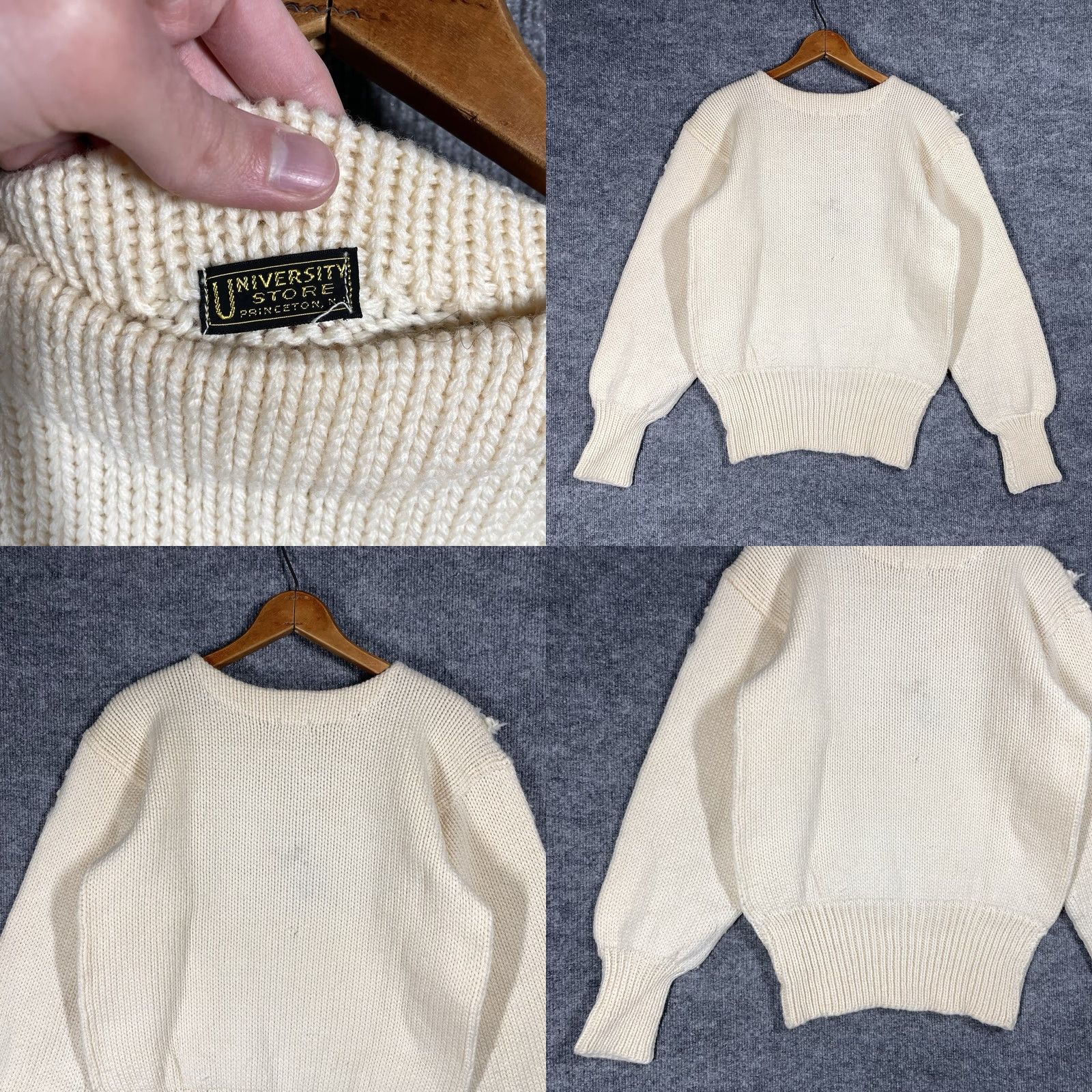 Vintage VINTAGE Princeton University Letterman Sweater Wool 40s Size M Ivory Women's Mens Boys Girls 1940s Decade 1940s Decade Size US M / EU 48-50 / 2 - 8 Thumbnail