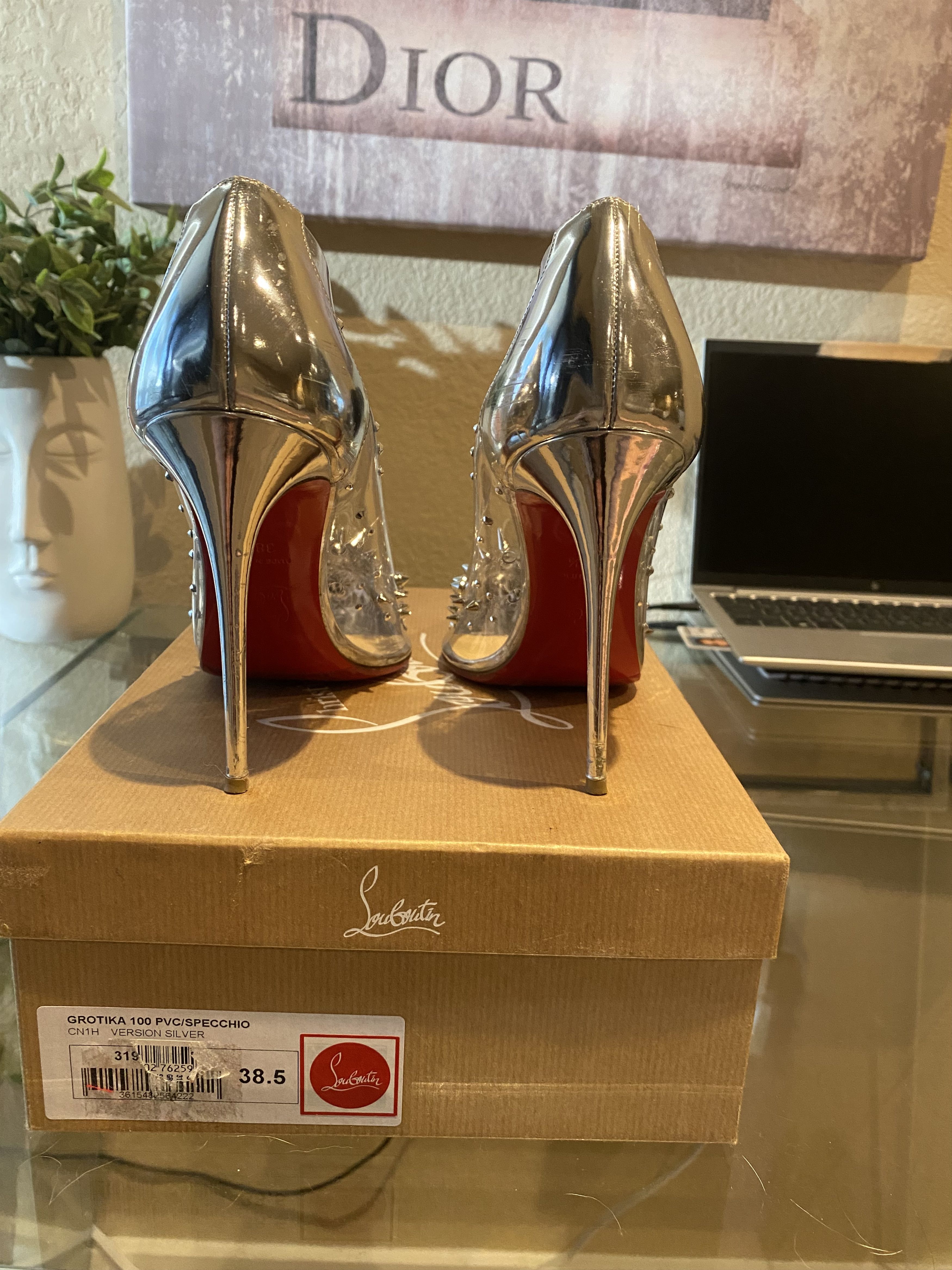 Christian Louboutin GROTIKA PVC Spike & Crystal Pumps Size US 8.5 / IT 38.5 - 4 Thumbnail