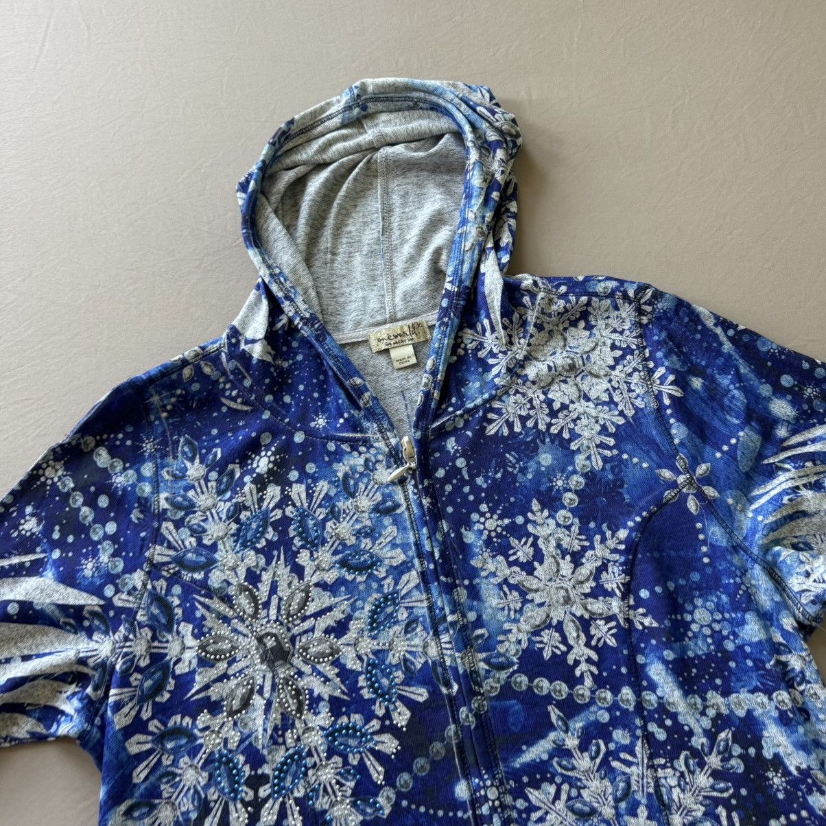 Other Y2K Early 2000s One World Snowflake Bedazzled Zip Up Hoodie Size XL / US 12-14 / IT 48-50 - 3 Thumbnail
