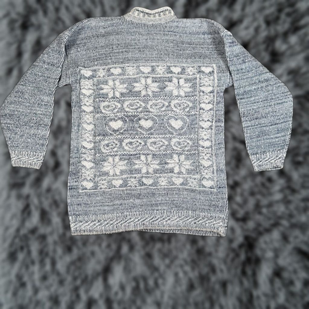 Vintage VINTAGE Cut 4 U Sweater Womens Medium Cotton Blue Fair Isle Knitted Pullover 80s 90s Cozy Bohemian Classic Casual Size M / US 6-8 / IT 42-44 - 1 Thumbnail