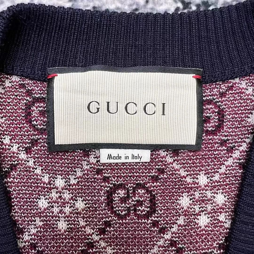 Gucci GUCCI Wine Red GG Monogram V-neck Wool OS Sweater Size US M / EU 48-50 / 2 - 3 Thumbnail