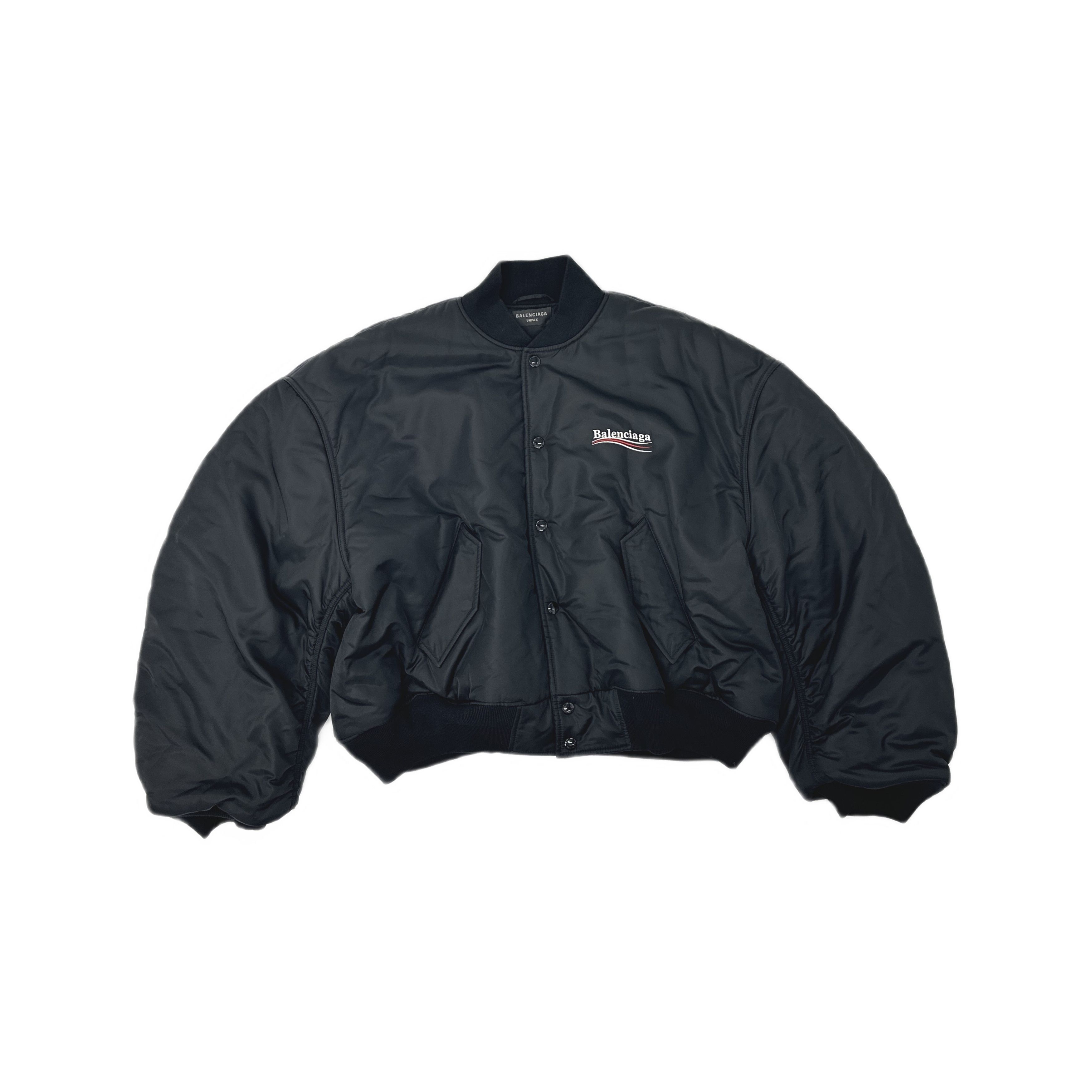 Balenciaga SS17 Runway padded shoulders cropped boxy MA1 bomber