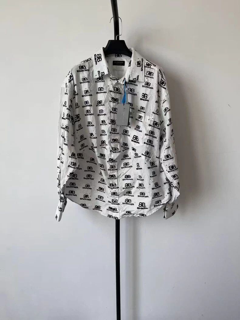 Balenciaga Balenciaga Logo Print Long Sleeve Shirt - dmc Size US S / EU 44-46 / 1 - 1 Thumbnail