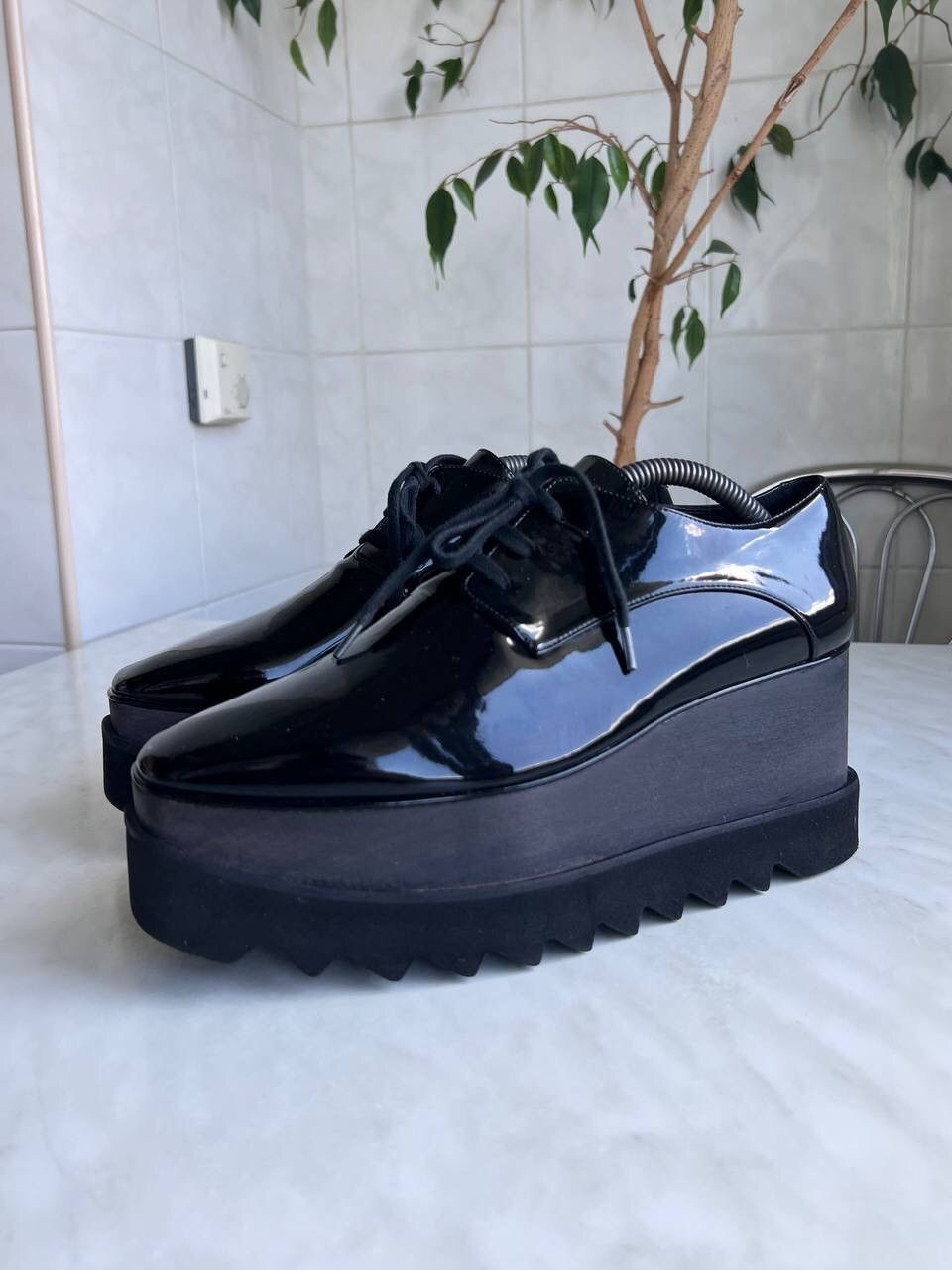 Stella McCartney Stella McCartney Elyse High Platform Leather Shoes Black Size US 8 / IT 38 - 1 Thumbnail