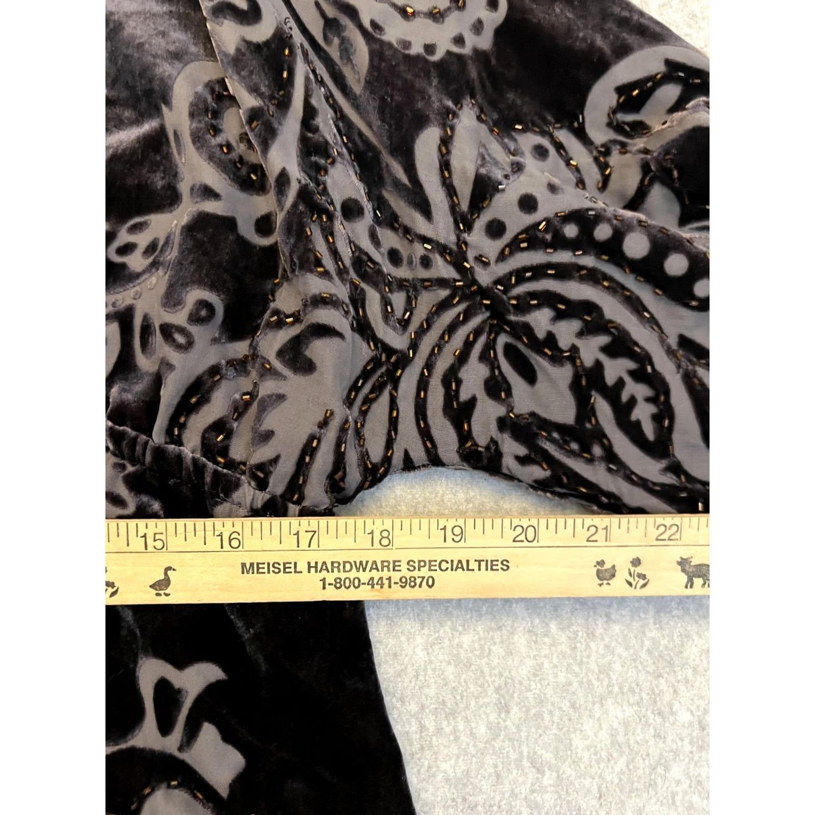 Vintage Hale Bob Dress Womens M Black Velvet Paisley Beaded Kimono Sleeve Short Boho Size 32" / US 10 / IT 46 - 7 Thumbnail