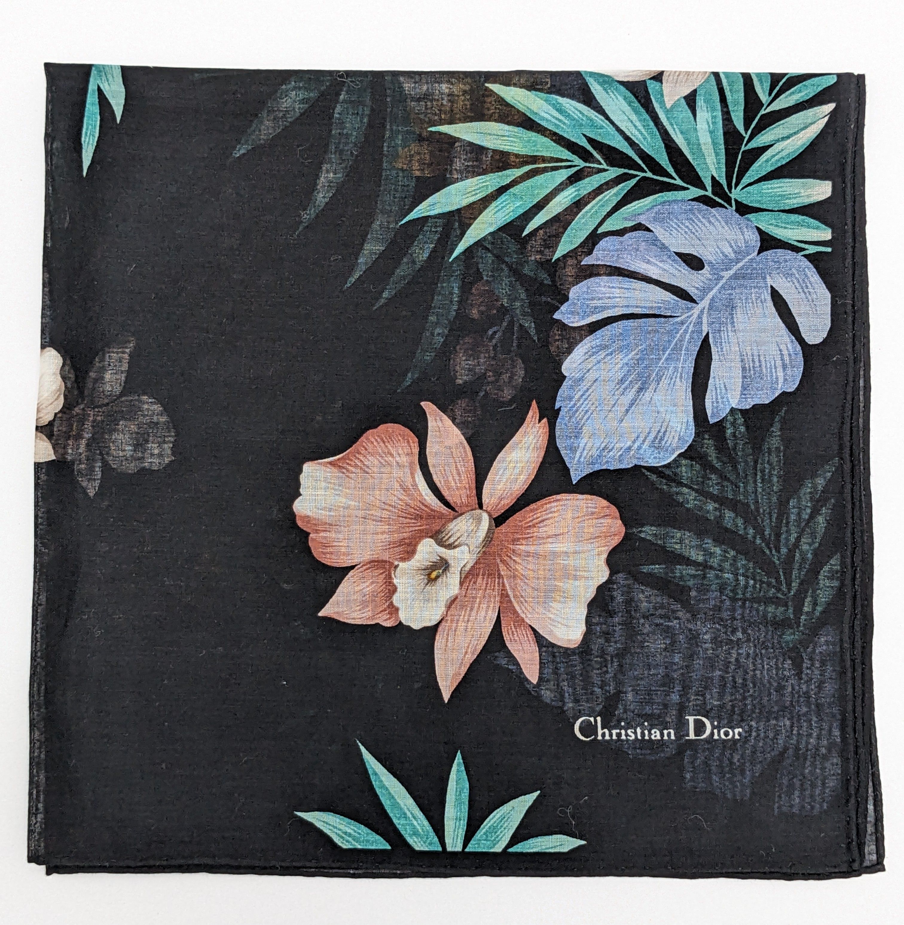 Christian Dior Monsieur Christian Dior Tropical Floral Hibiscus Orchid Motif Black Size ONE SIZE - 1 Thumbnail