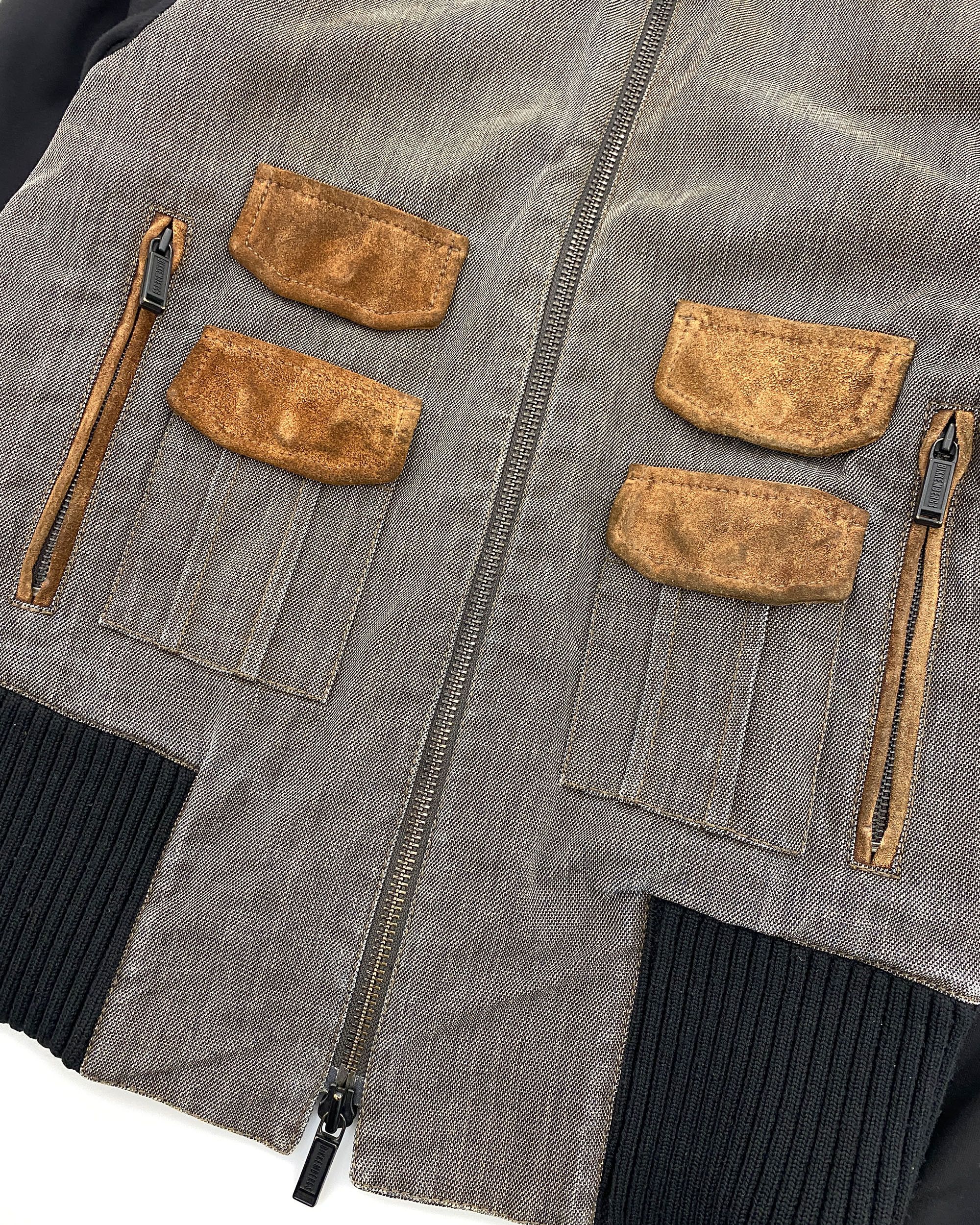 Dirk Bikkembergs 2000s Padded Leather Flap Pocket Jacket Size US L / EU 52-54 / 3 - 4 Thumbnail