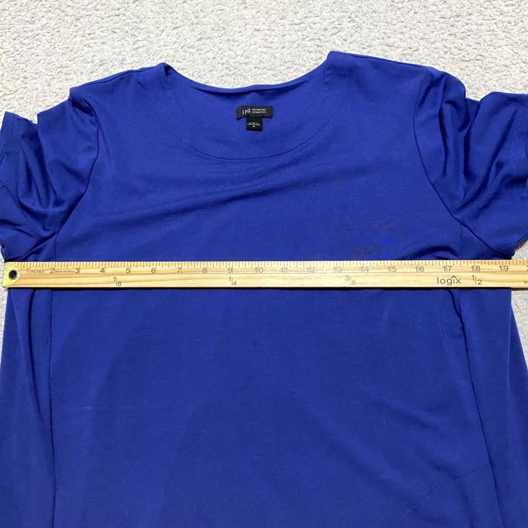 J. Jill J. Jill Shirt Dress Womens Medium Blue Wearever Collection Shift Short Sleeve Knee Length Casual Dress Size M / US 6-8 / IT 42-44 - 7 Thumbnail