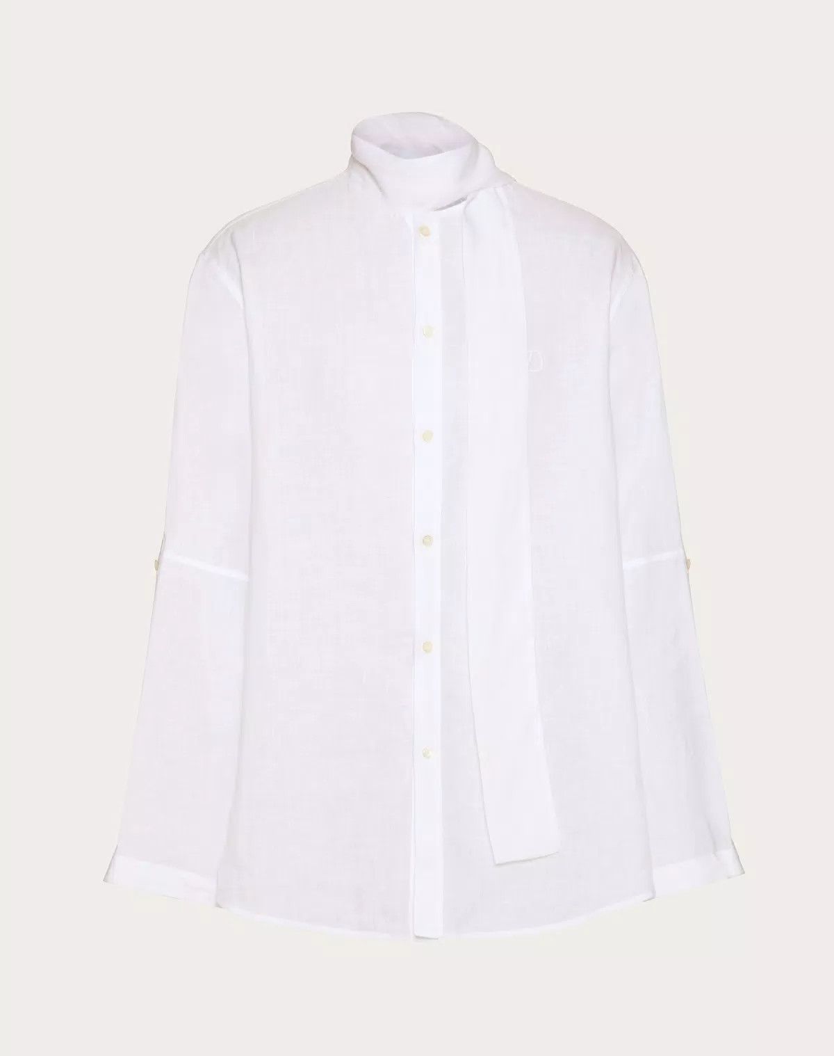 Valentino oc11z0625 Linen Shirt With Scarf in White Size US XS / EU 42 / 0 - 1 Thumbnail