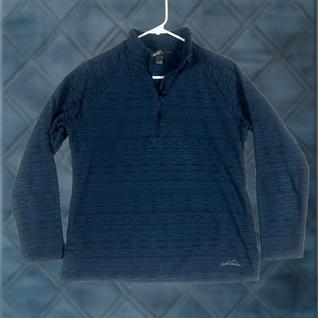 Eddie Bauer Eddie Bauer Fleece Pullover Womens Medium 1/4 Zip Fair Isle Pattern Imprint L/S Size M / US 6-8 / IT 42-44 - 1 Thumbnail